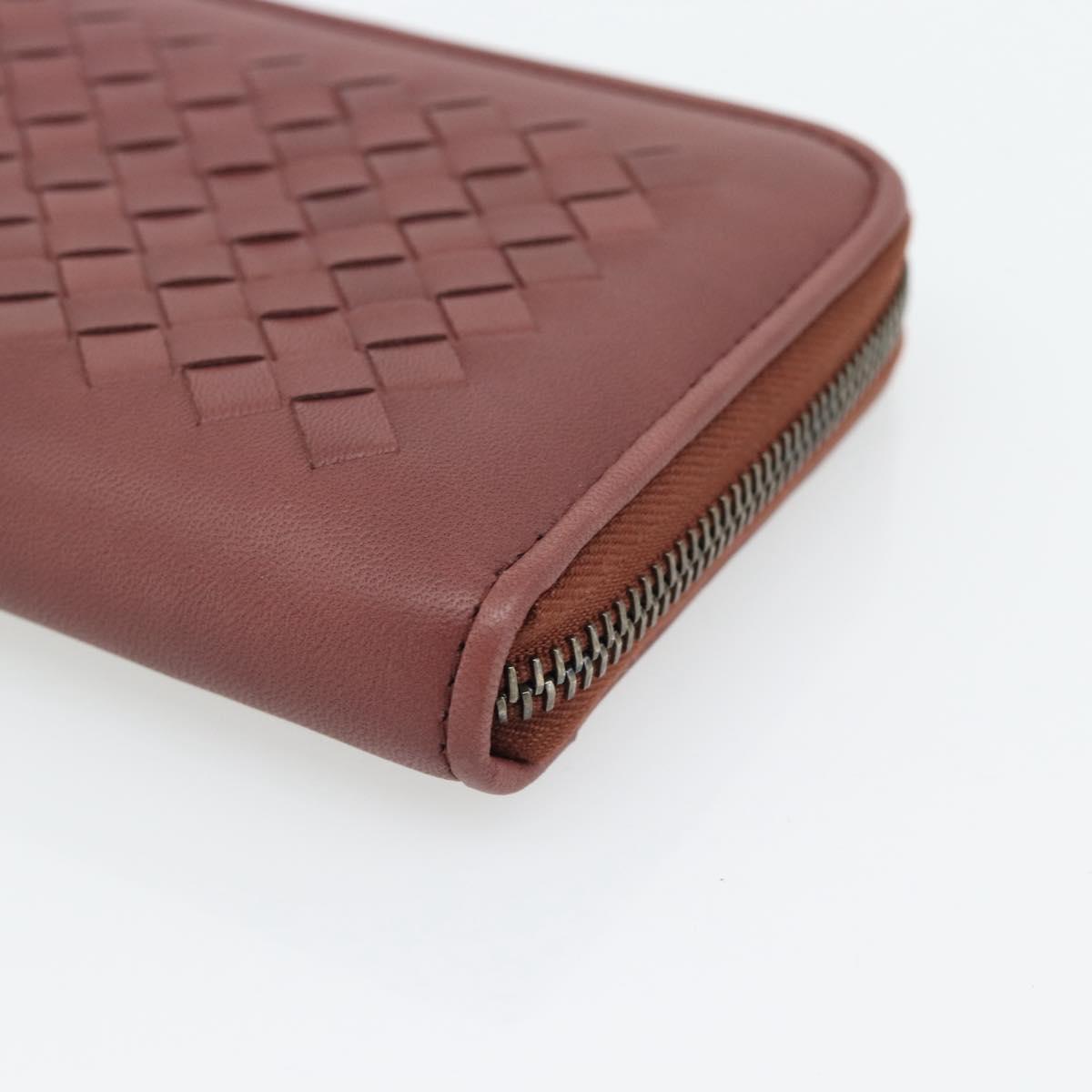 BOTTEGA VENETA INTRECCIATO Long Wallet Leather Brown Silver 114076 Auth 182558M