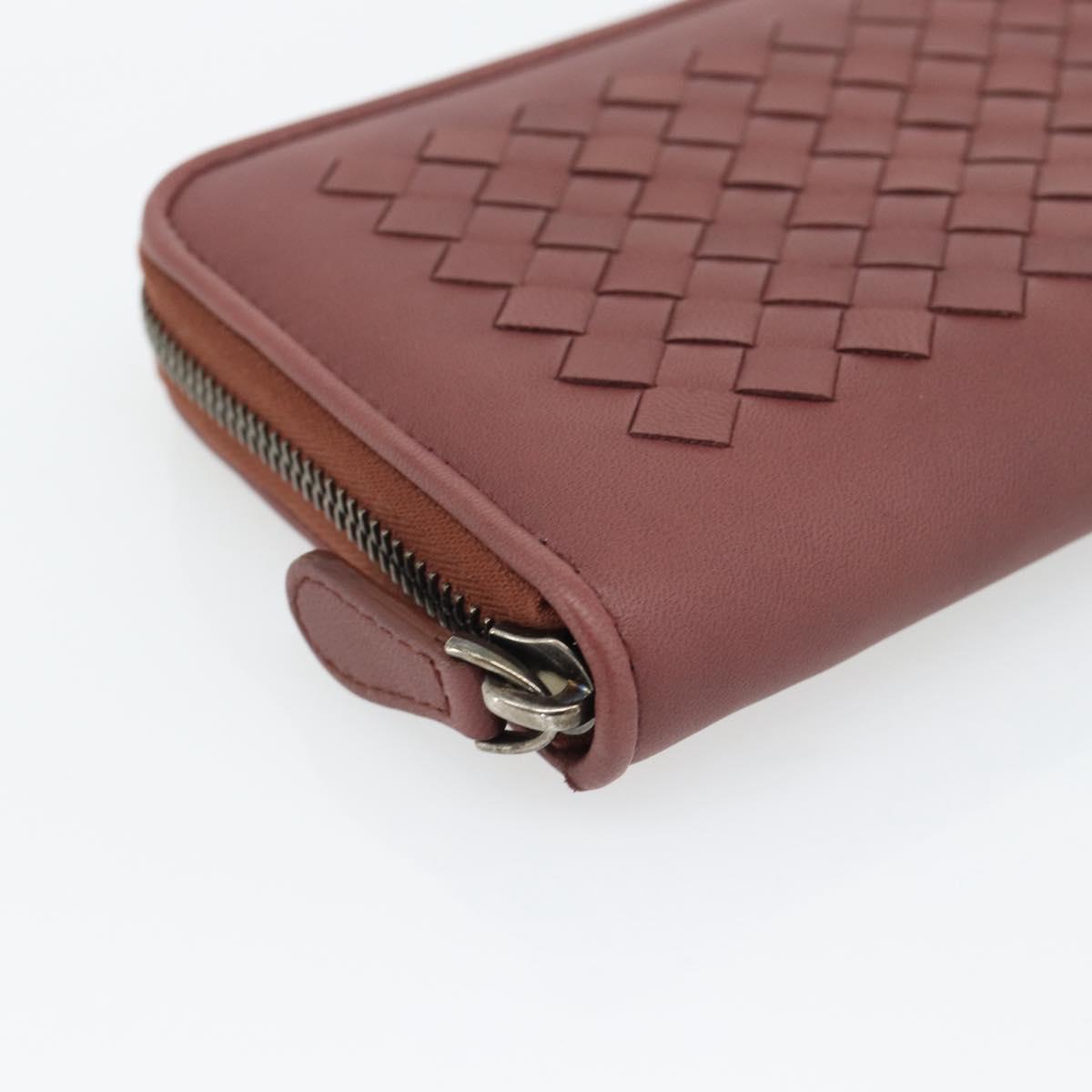 BOTTEGA VENETA INTRECCIATO Long Wallet Leather Brown Silver 114076 Auth 182558M