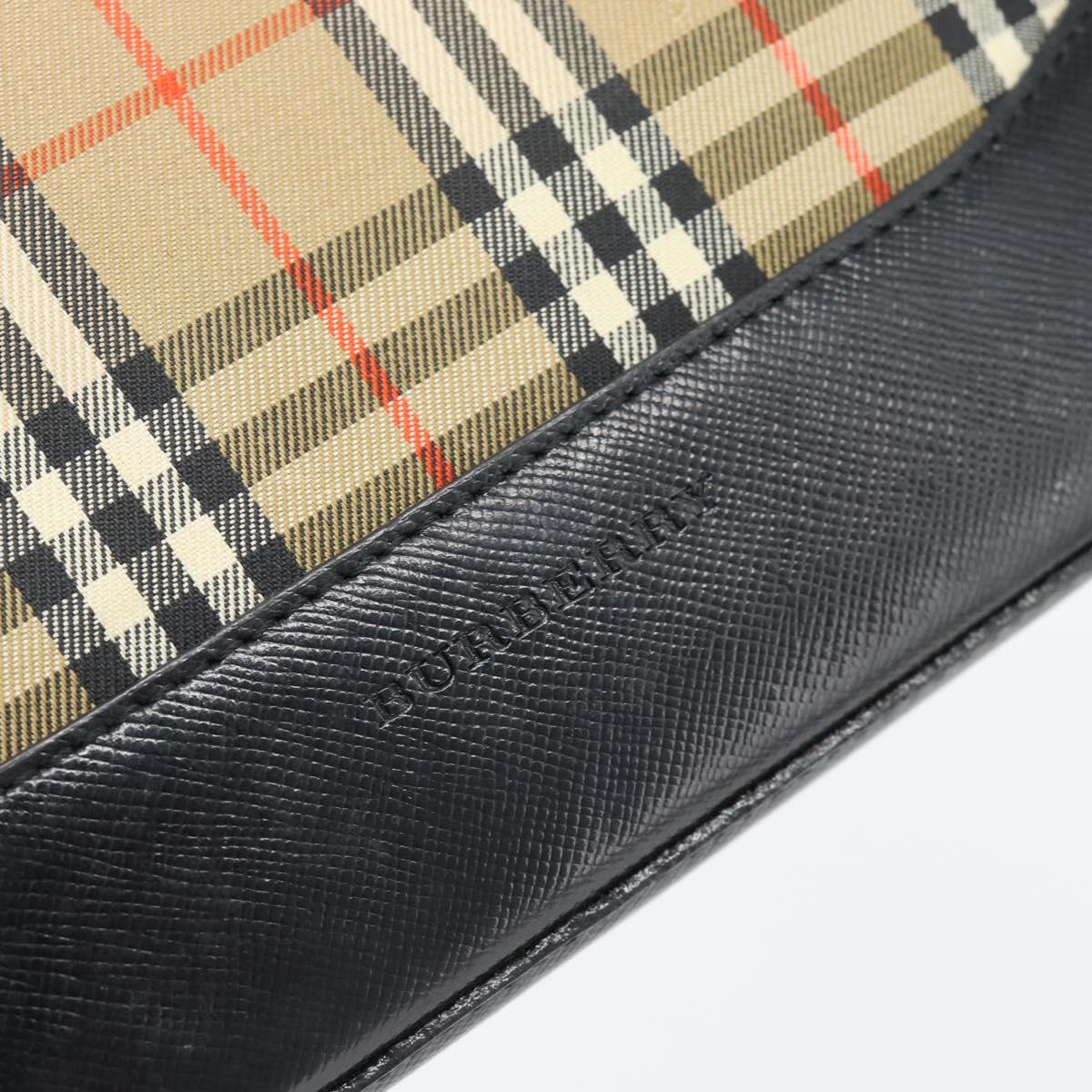 BURBERRY Nova Check Shoulder Bag Canvas Beige Gold Auth 182559
