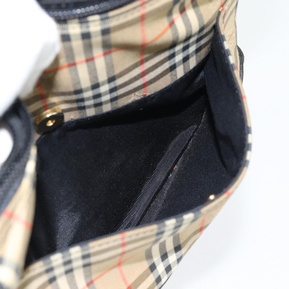 BURBERRY Nova Check Shoulder Bag Canvas Beige Gold Auth 182559
