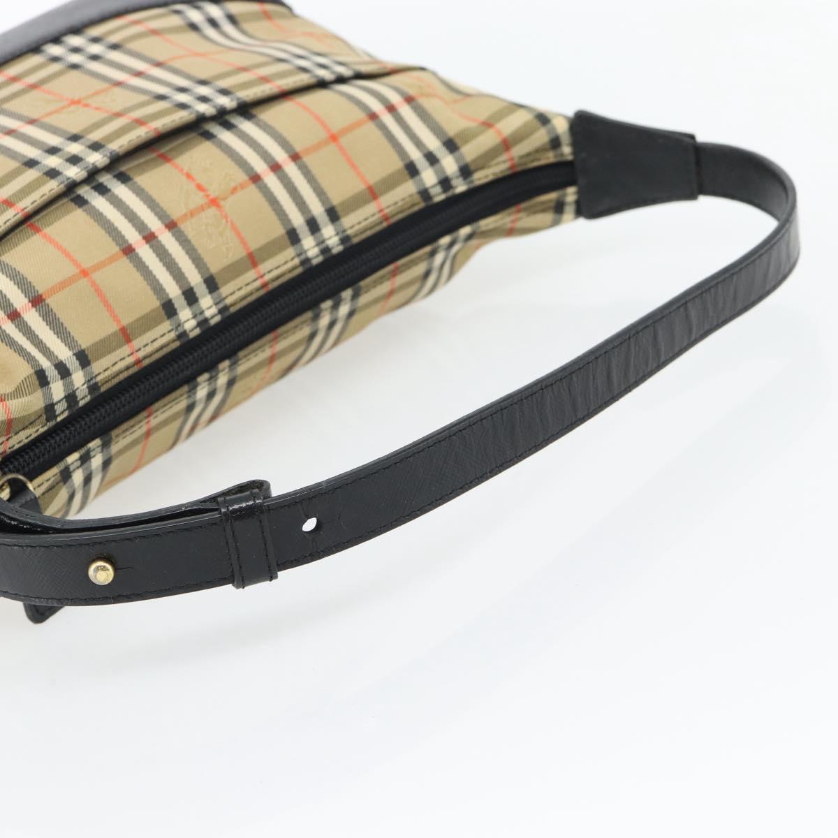 BURBERRY Nova Check Shoulder Bag Canvas Beige Gold Auth 182559