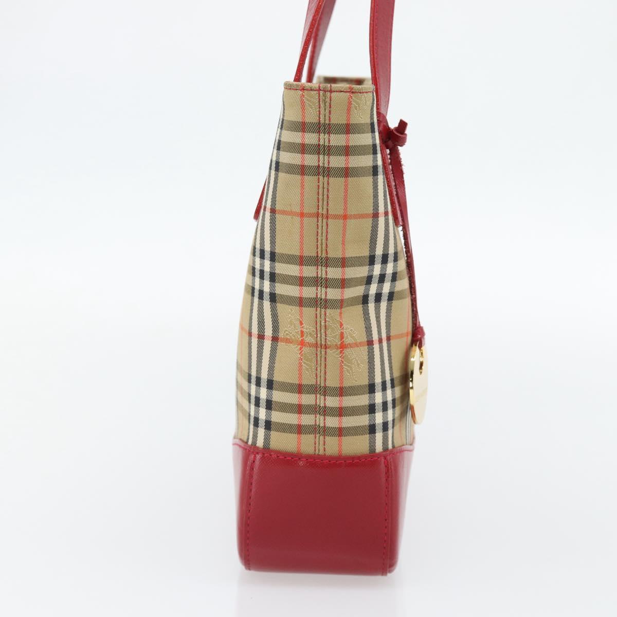 BURBERRY Nova Check Tote Bag Canvas Beige Gold Auth 182564A