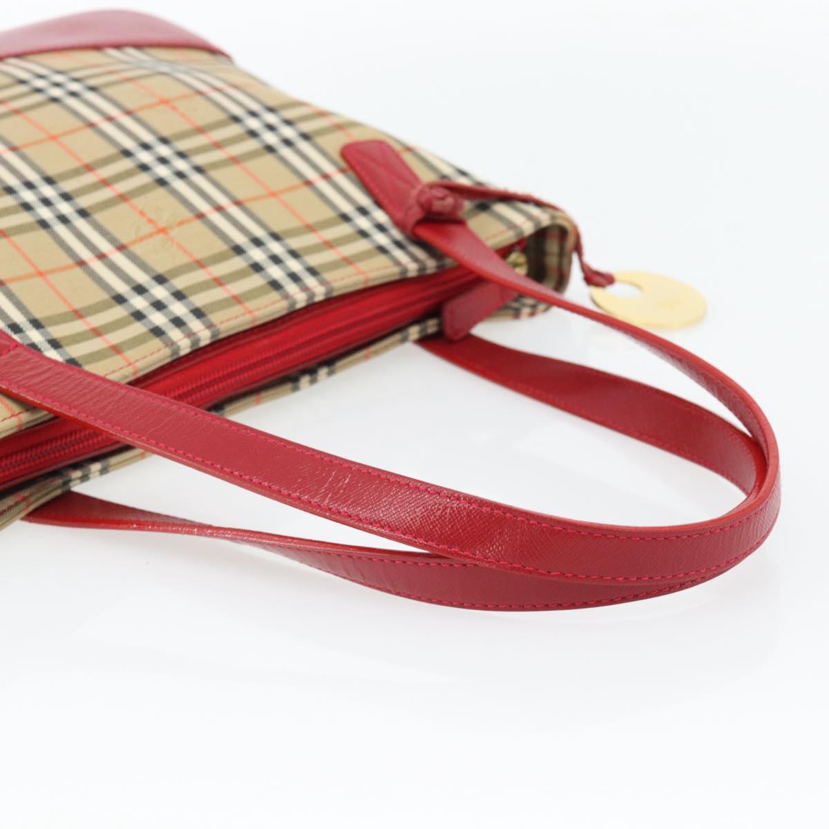 BURBERRY Nova Check Tote Bag Canvas Beige Gold Auth 182564A