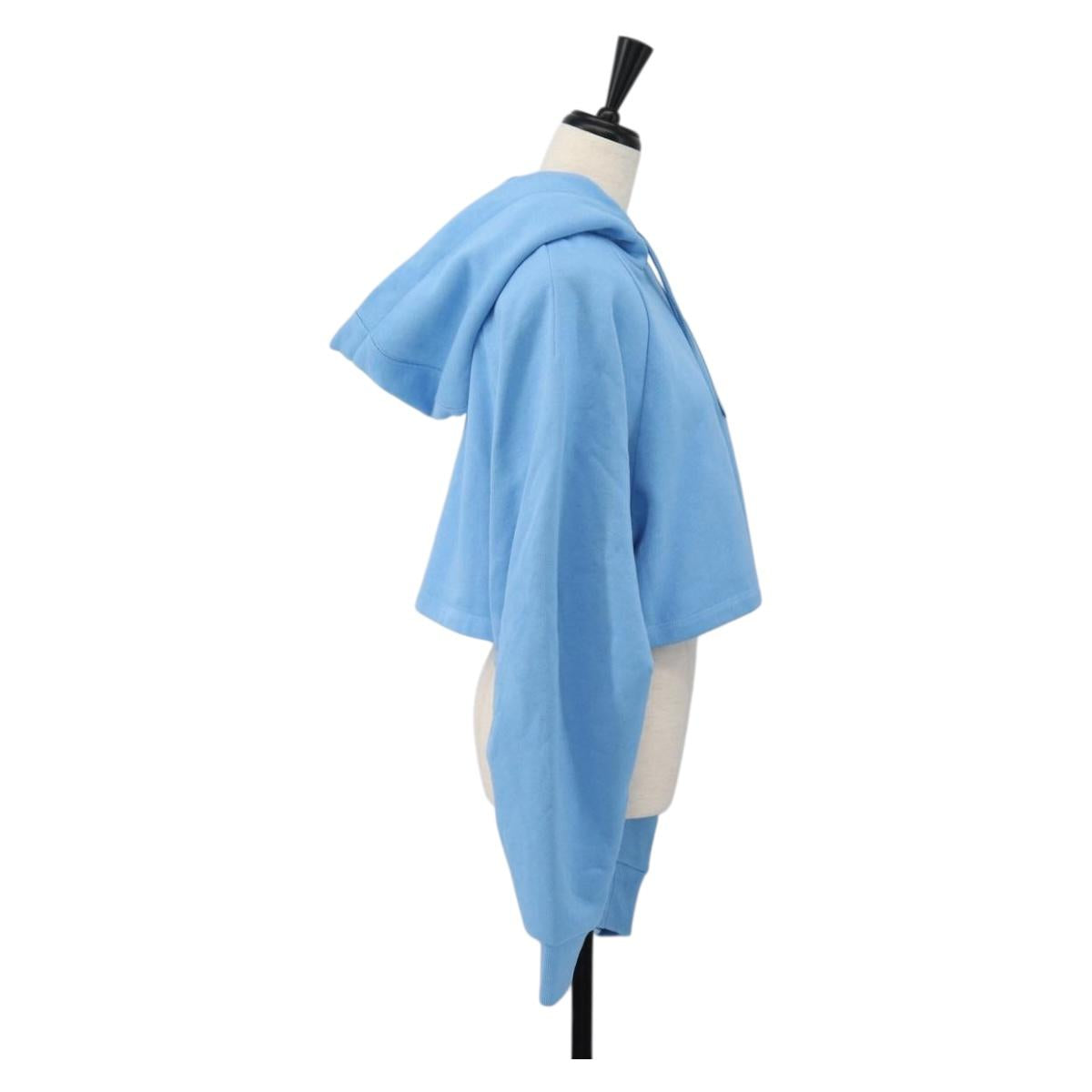 LOEWE Cropped Hoodie cotton S Light Blue Auth 182565M