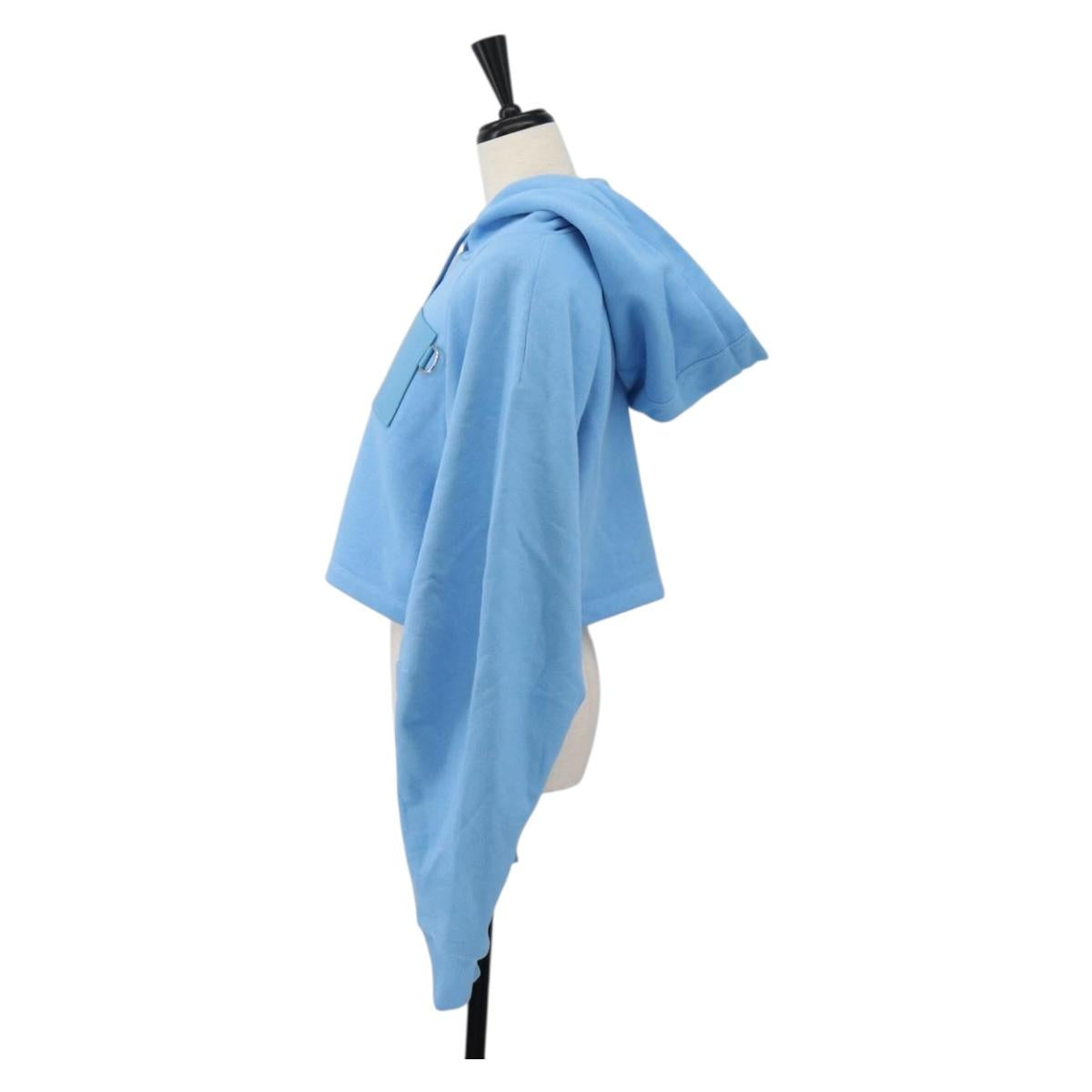 LOEWE Cropped Hoodie cotton S Light Blue Auth 182565M