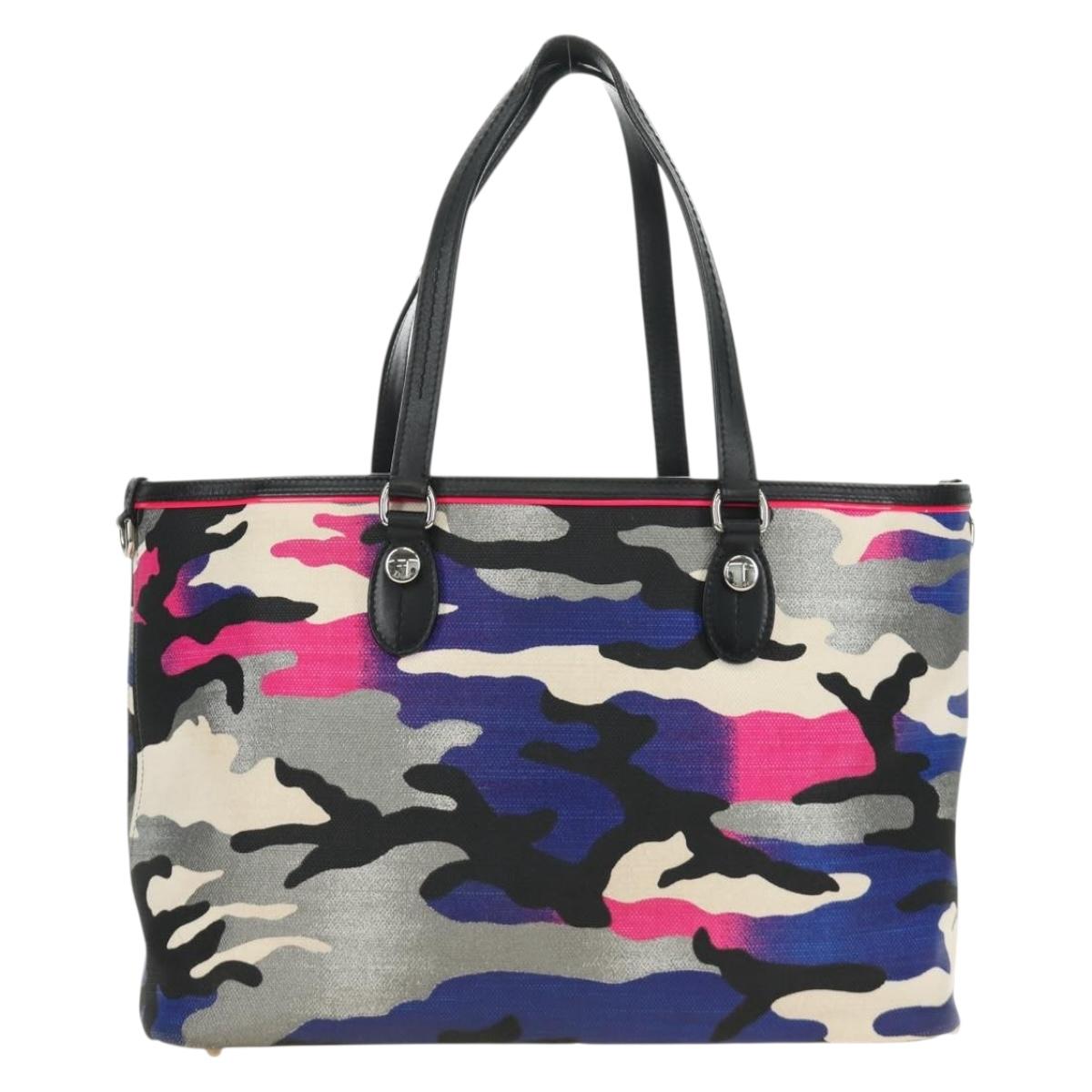 Christian Dior Anselmurail Tote Bag Canvas Multicolor Silver Auth 182566M