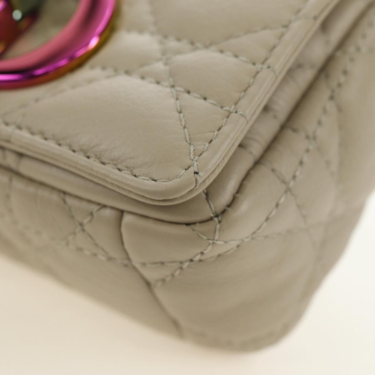 Christian Dior Caro Micro Chain Canage Bag Lamb Skin Beige Gold Auth 182573SAM
