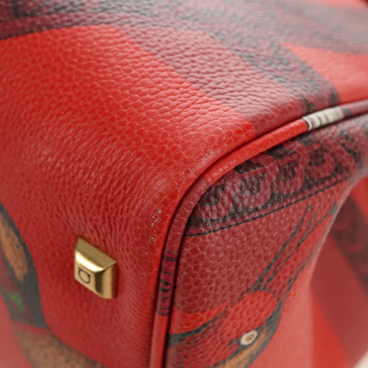 Salvatore Ferragamo Gancini Studio Bag Leather 2way Multicolor Gold Auth 182574M