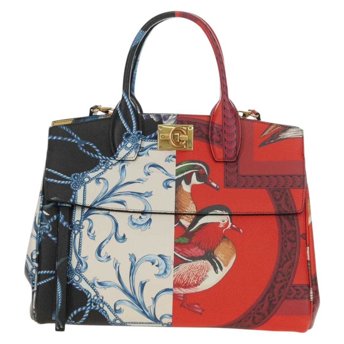 Salvatore Ferragamo Gancini Studio Bag Leather 2way Multicolor Gold Auth 182574M