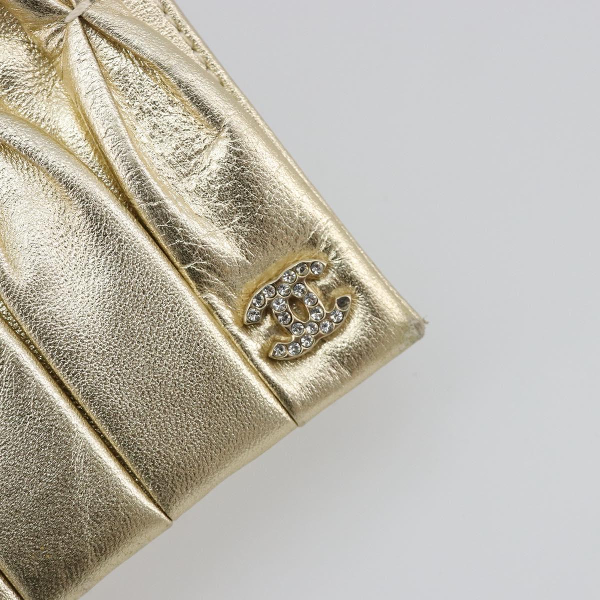 CHANEL Chain Shoulder Bag Lamb Skin Gold CC Auth 182577A