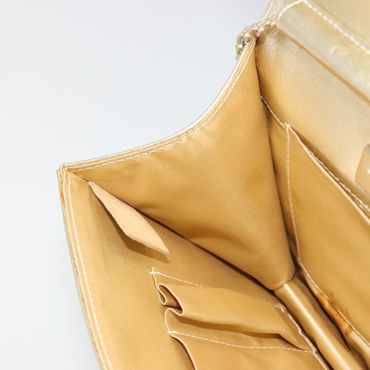 CHANEL Chain Shoulder Bag Lamb Skin Gold CC Auth 182577A