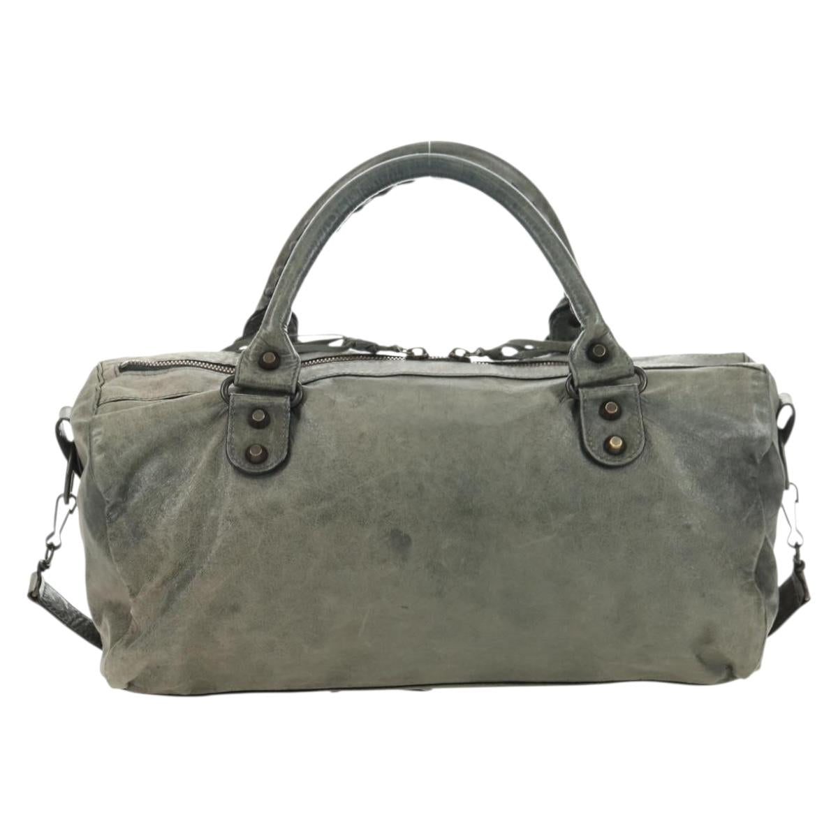 BALENCIAGA Zazigi Hand Bag Leather 2way Green 128523 Auth 182579V
