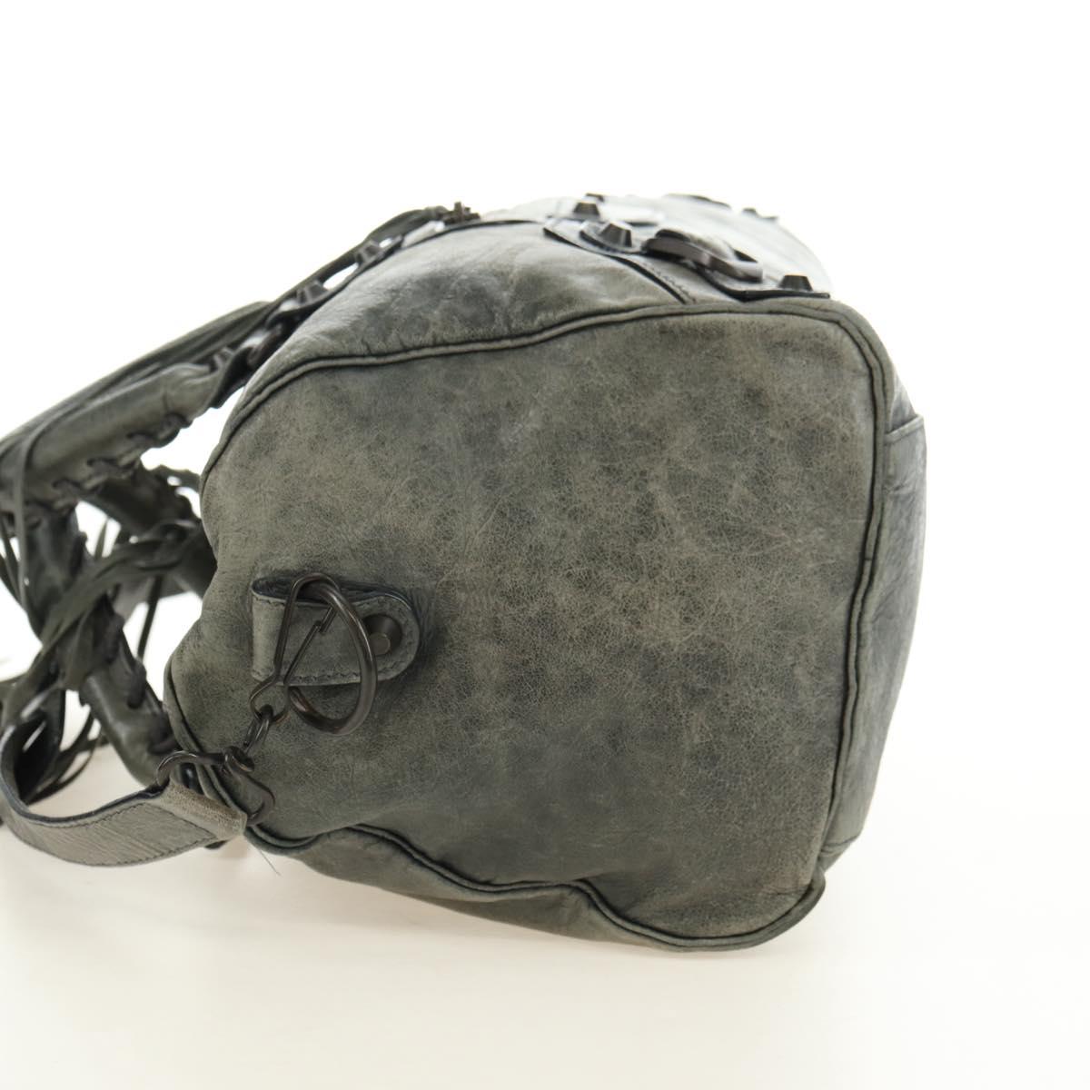 BALENCIAGA Zazigi Hand Bag Leather 2way Green 128523 Auth 182579V