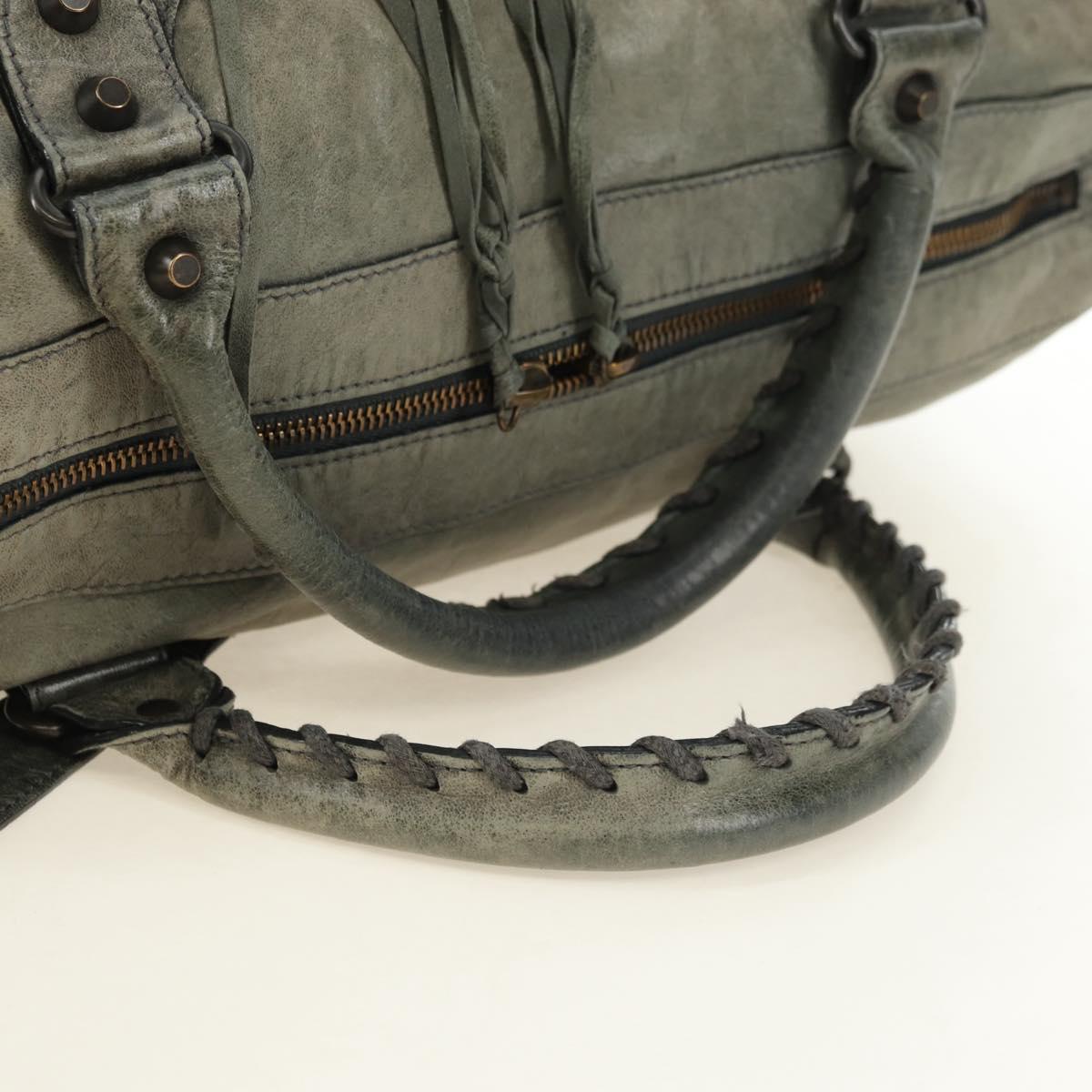 BALENCIAGA Zazigi Hand Bag Leather 2way Green 128523 Auth 182579V