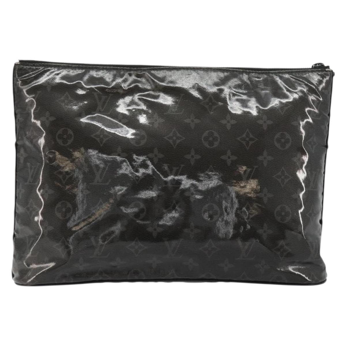 LOUIS VUITTON Monogram Eclipse Glaze Pochette Cosmos Black M63373 Auth 182580