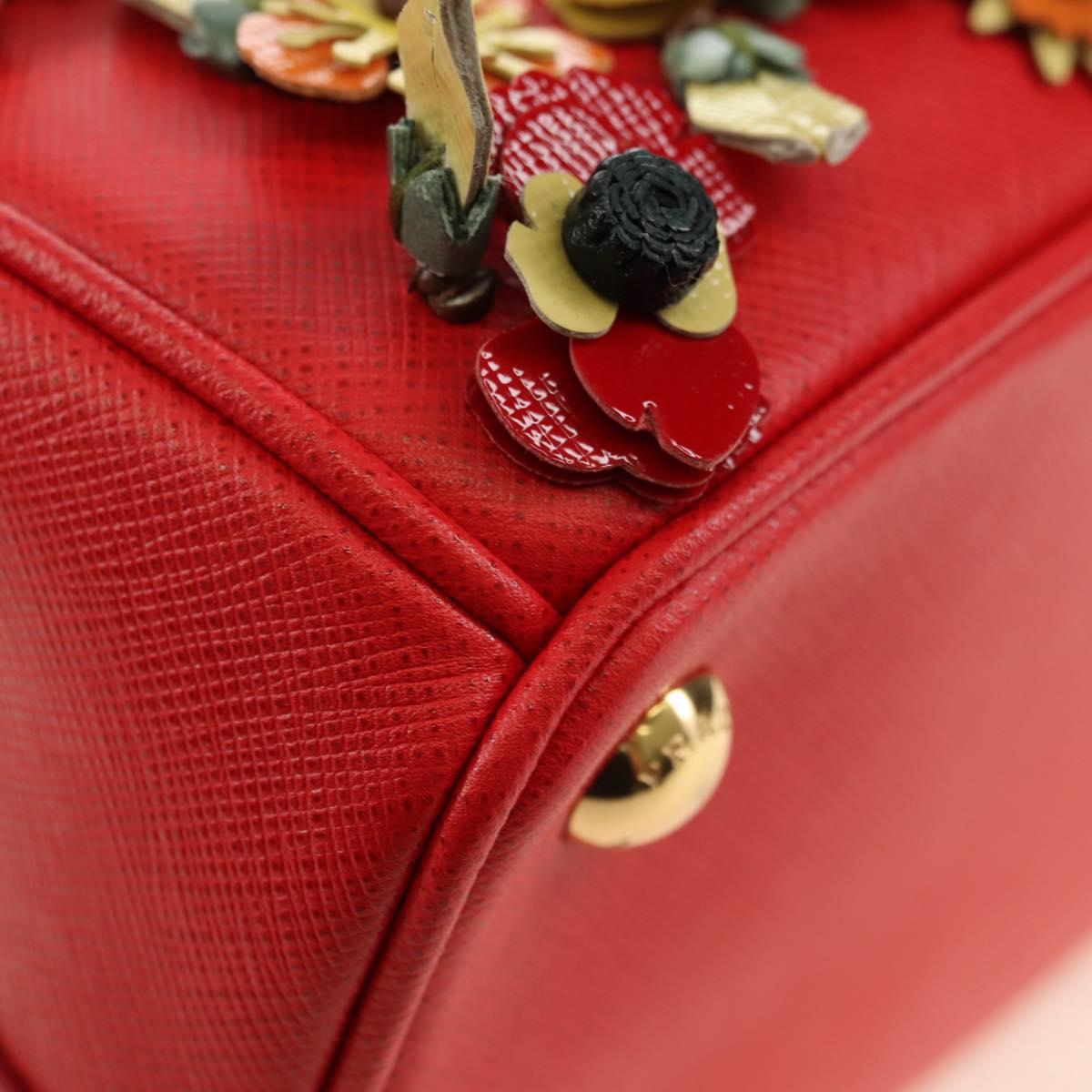 PRADA Galleria Hand Bag Saffiano leather 2way Red Gold Auth 182582SAM