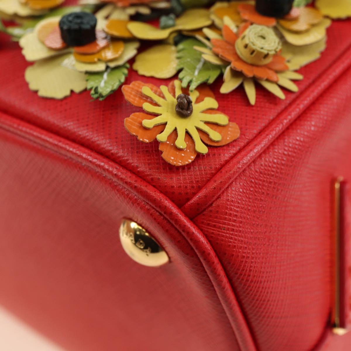 PRADA Galleria Hand Bag Saffiano leather 2way Red Gold Auth 182582SAM