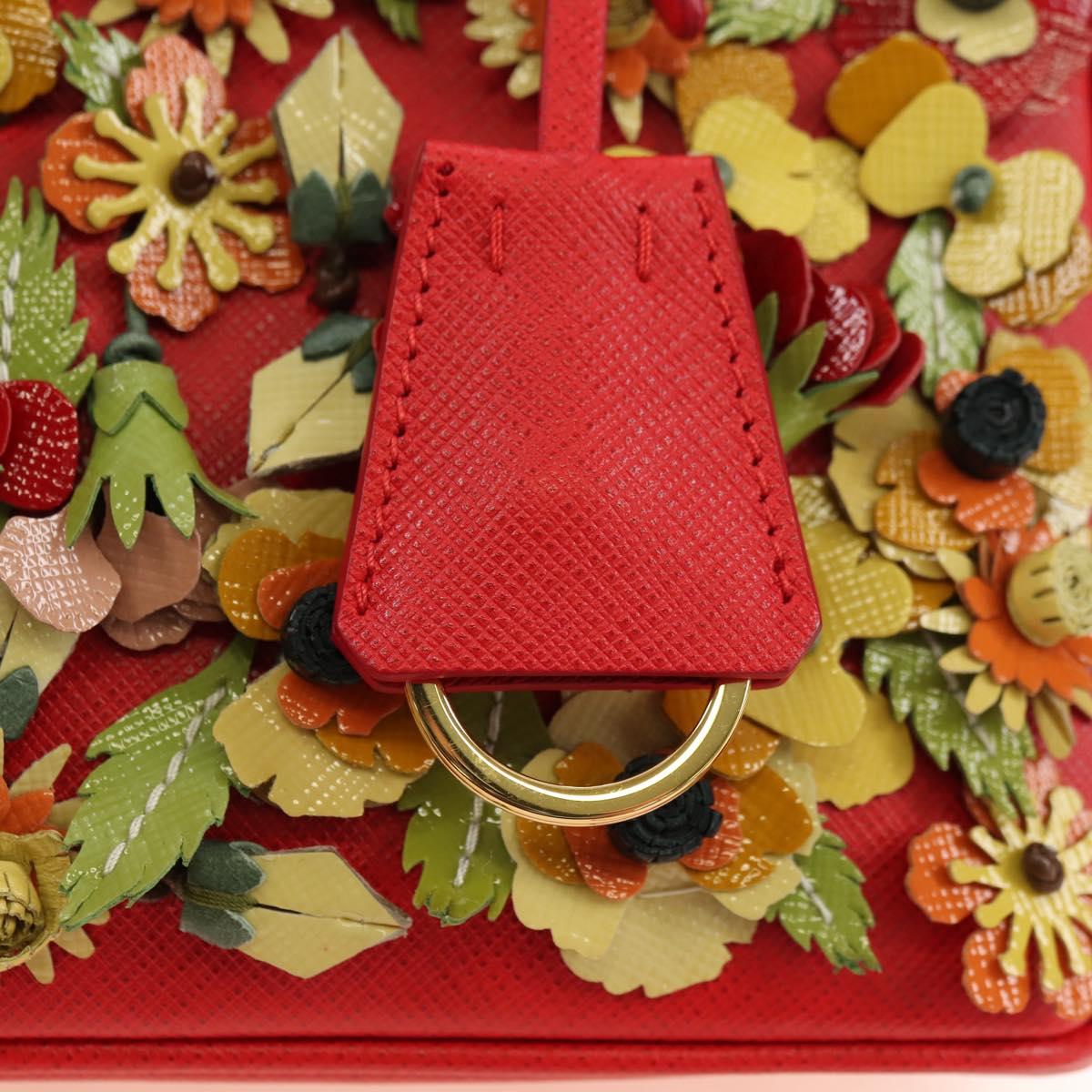 PRADA Galleria Hand Bag Saffiano leather 2way Red Gold Auth 182582SAM