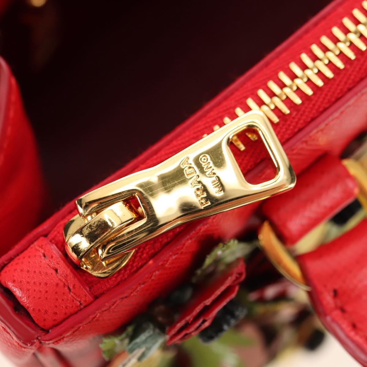 PRADA Galleria Hand Bag Saffiano leather 2way Red Gold Auth 182582SAM