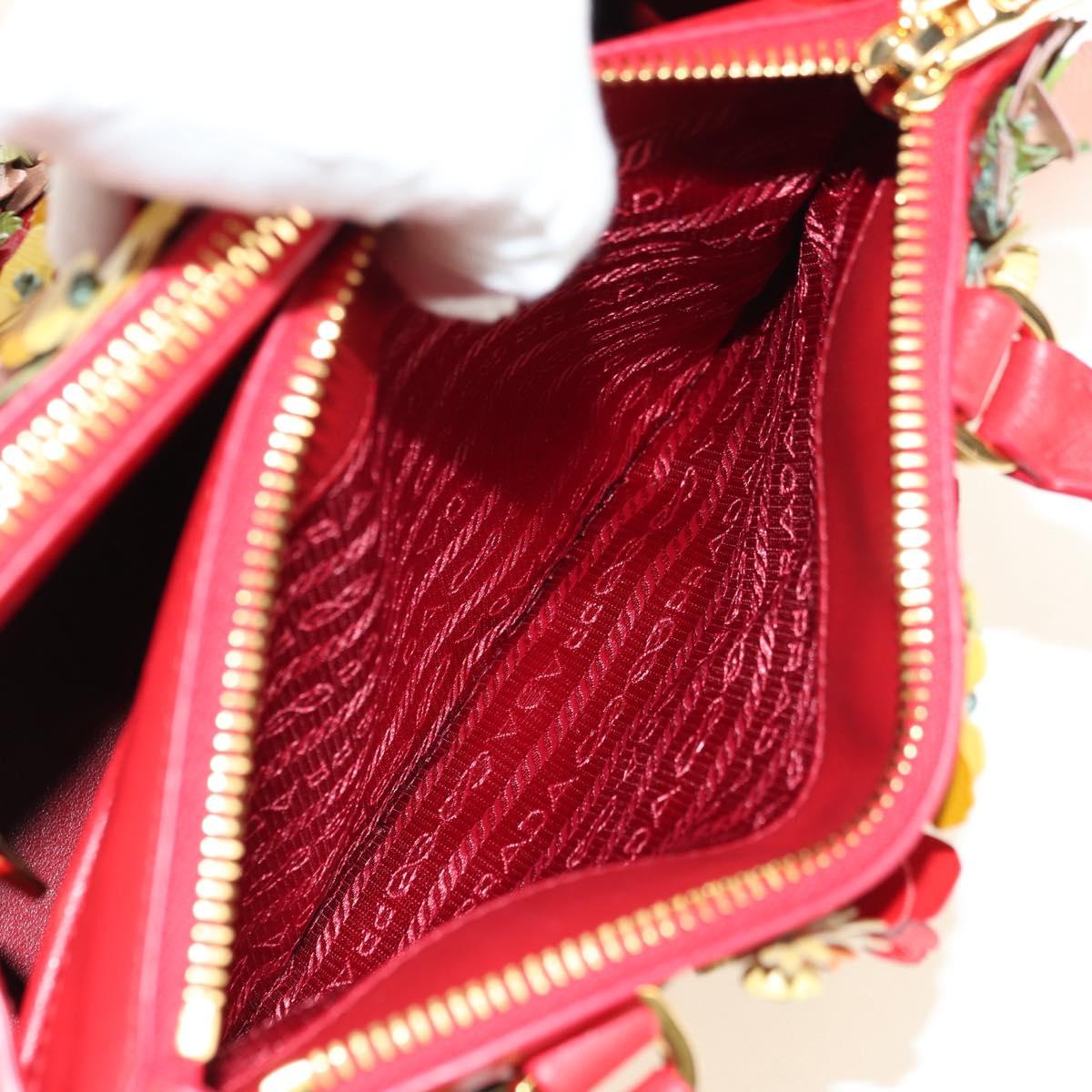PRADA Galleria Hand Bag Saffiano leather 2way Red Gold Auth 182582SAM