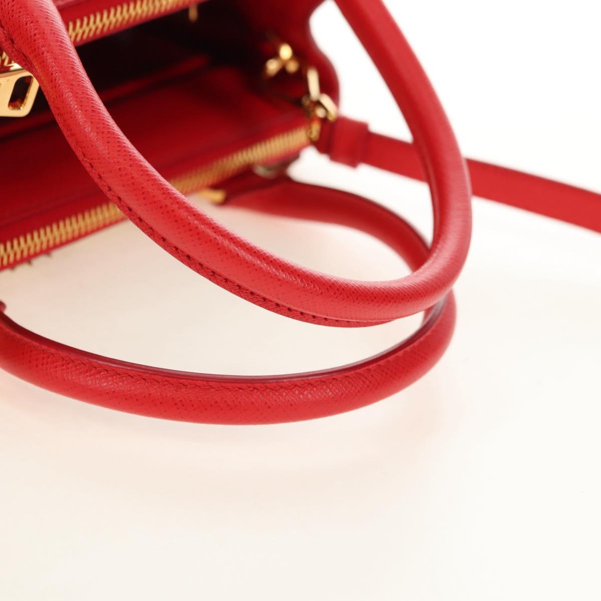 PRADA Galleria Hand Bag Saffiano leather 2way Red Gold Auth 182582SAM