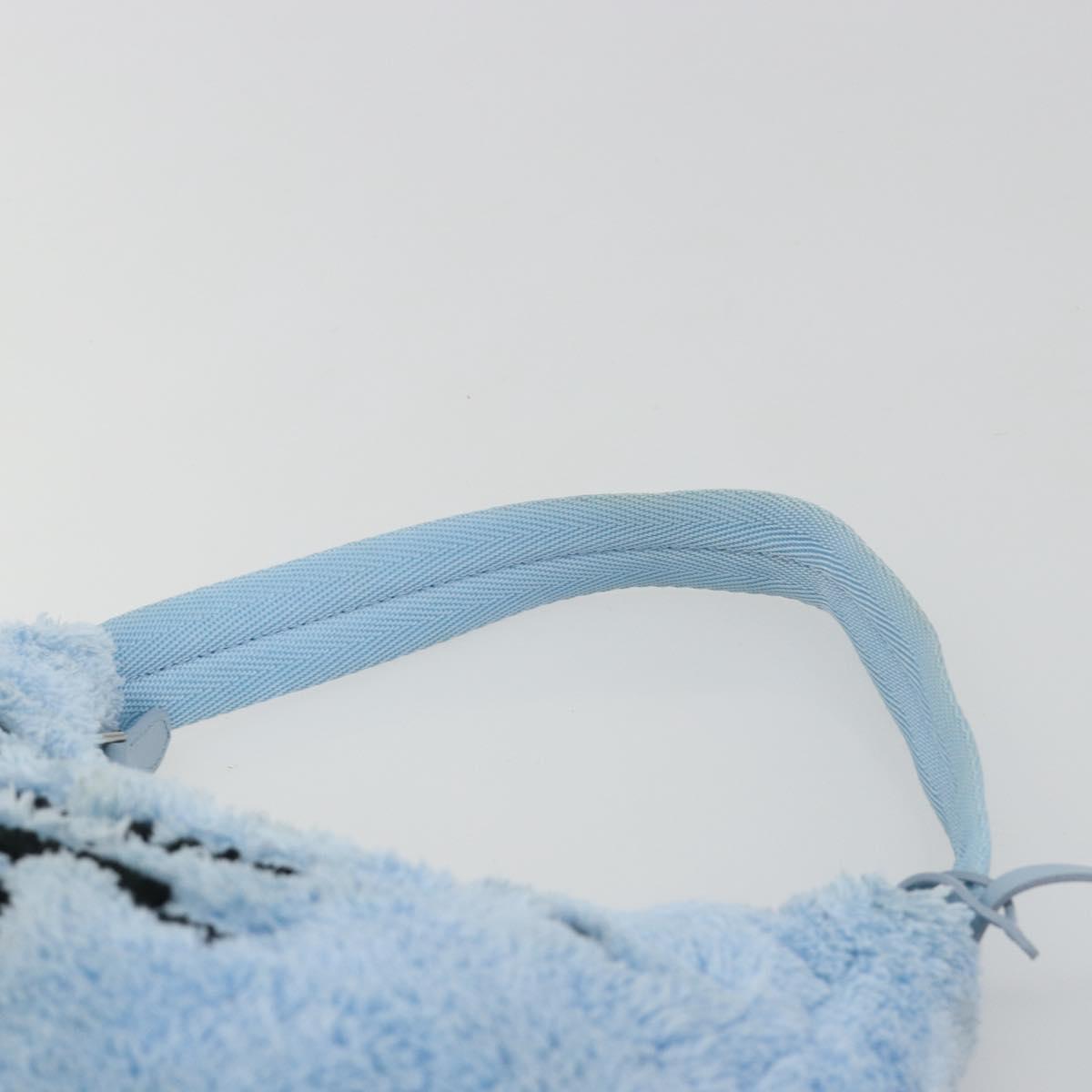 PRADA Hand Pouch Pile Light Blue Silver Auth 182583A