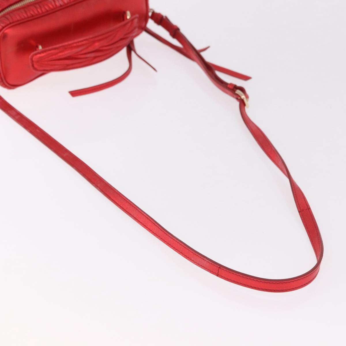 Miu Miu Matelasse Vanity Shoulder Bag Leather 2way Red Gold Auth 182585A