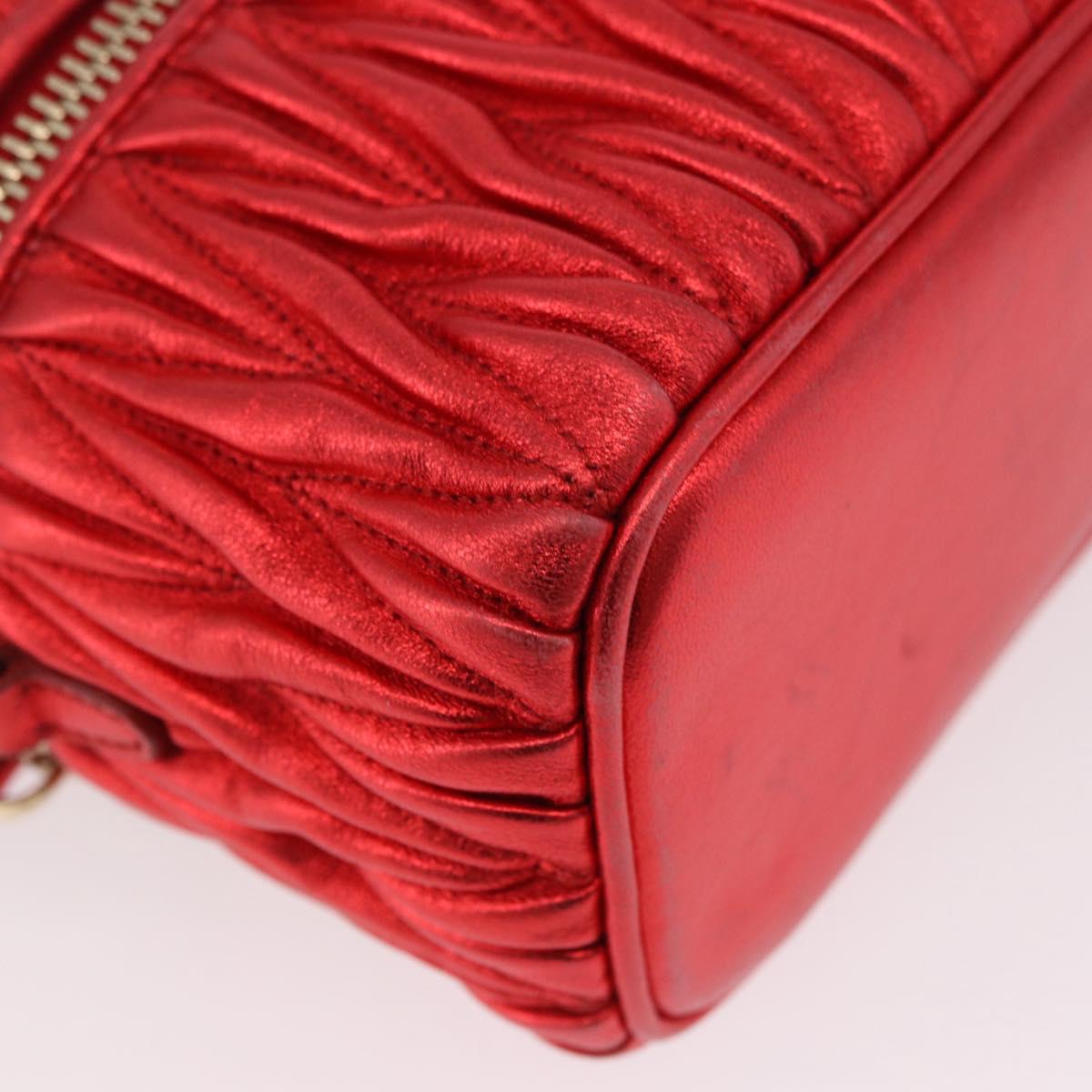Miu Miu Matelasse Vanity Shoulder Bag Leather 2way Red Gold Auth 182585A