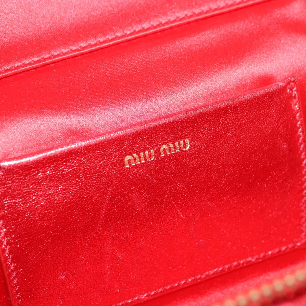 Miu Miu Matelasse Vanity Shoulder Bag Leather 2way Red Gold Auth 182585A
