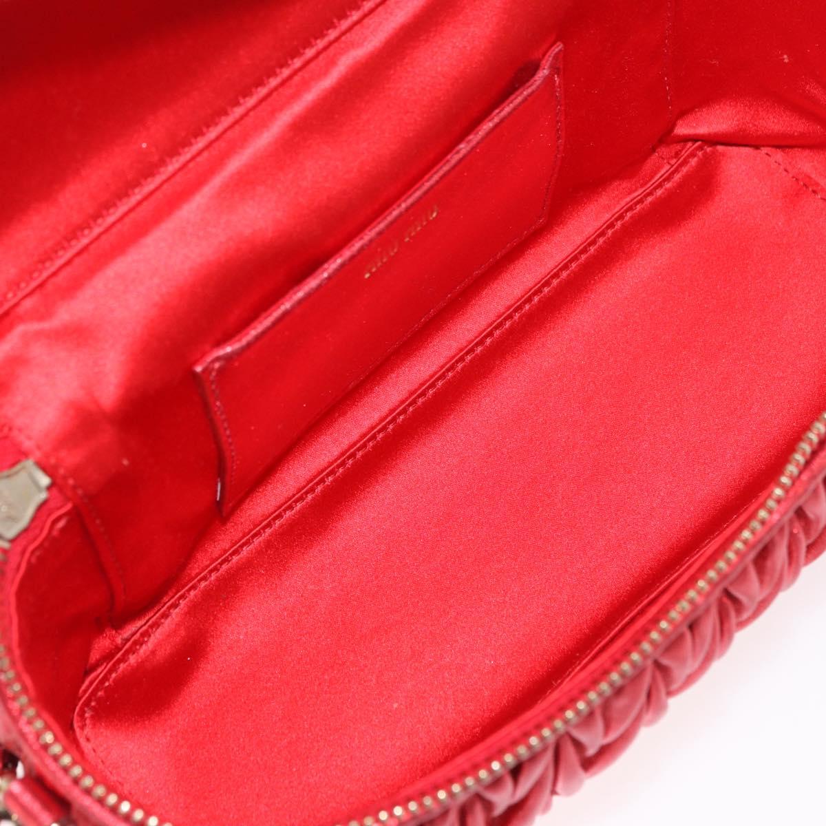 Miu Miu Matelasse Vanity Shoulder Bag Leather 2way Red Gold Auth 182585A