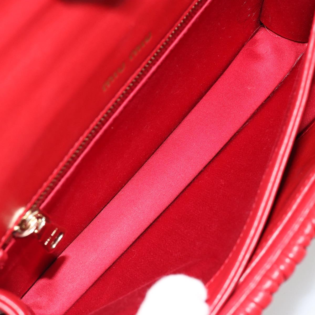 Miu Miu Matelasse Chain Shoulder Bag Leather Red Gold Auth 182586V