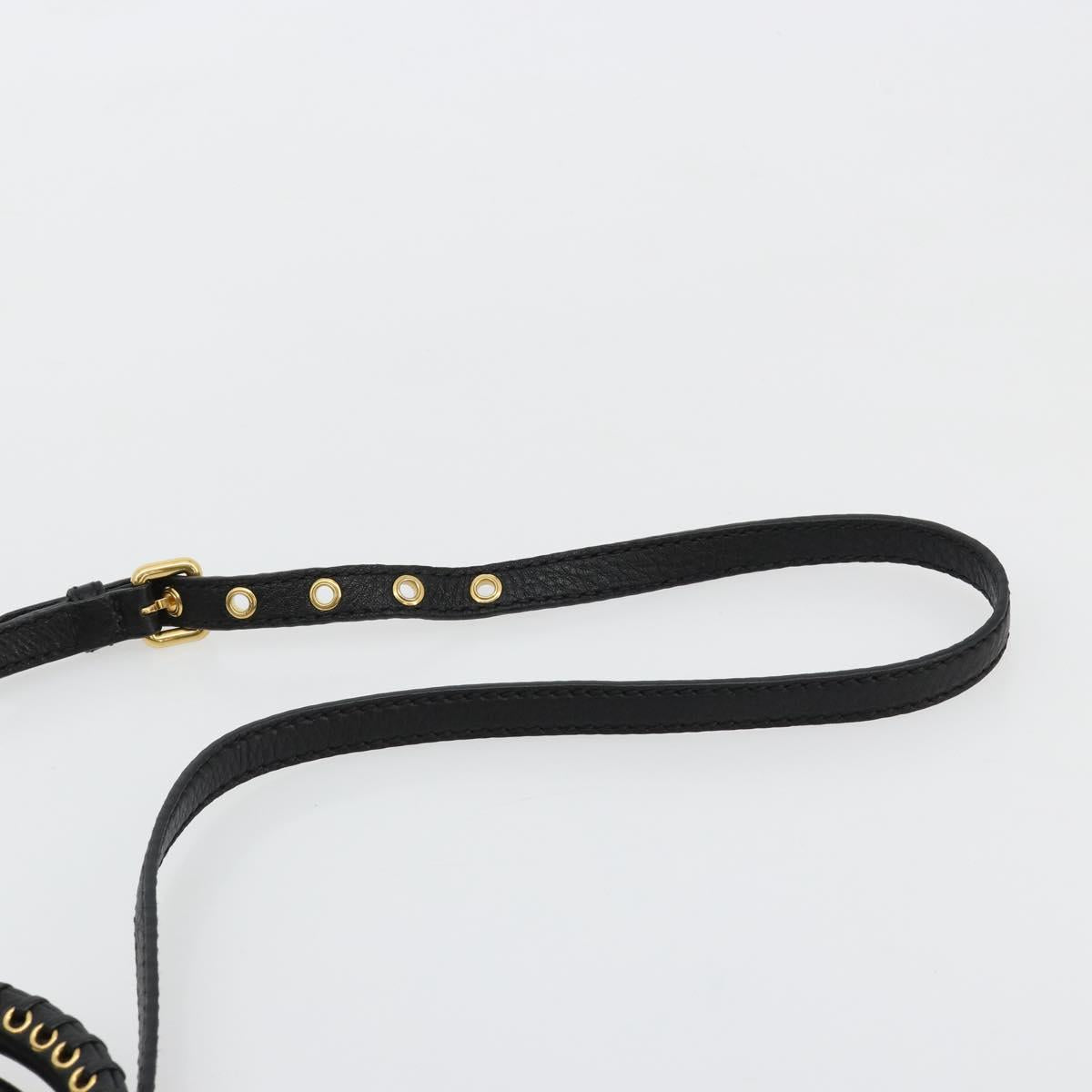 Miu Miu Hand Bag Leather 2way Black Gold Auth 182587V