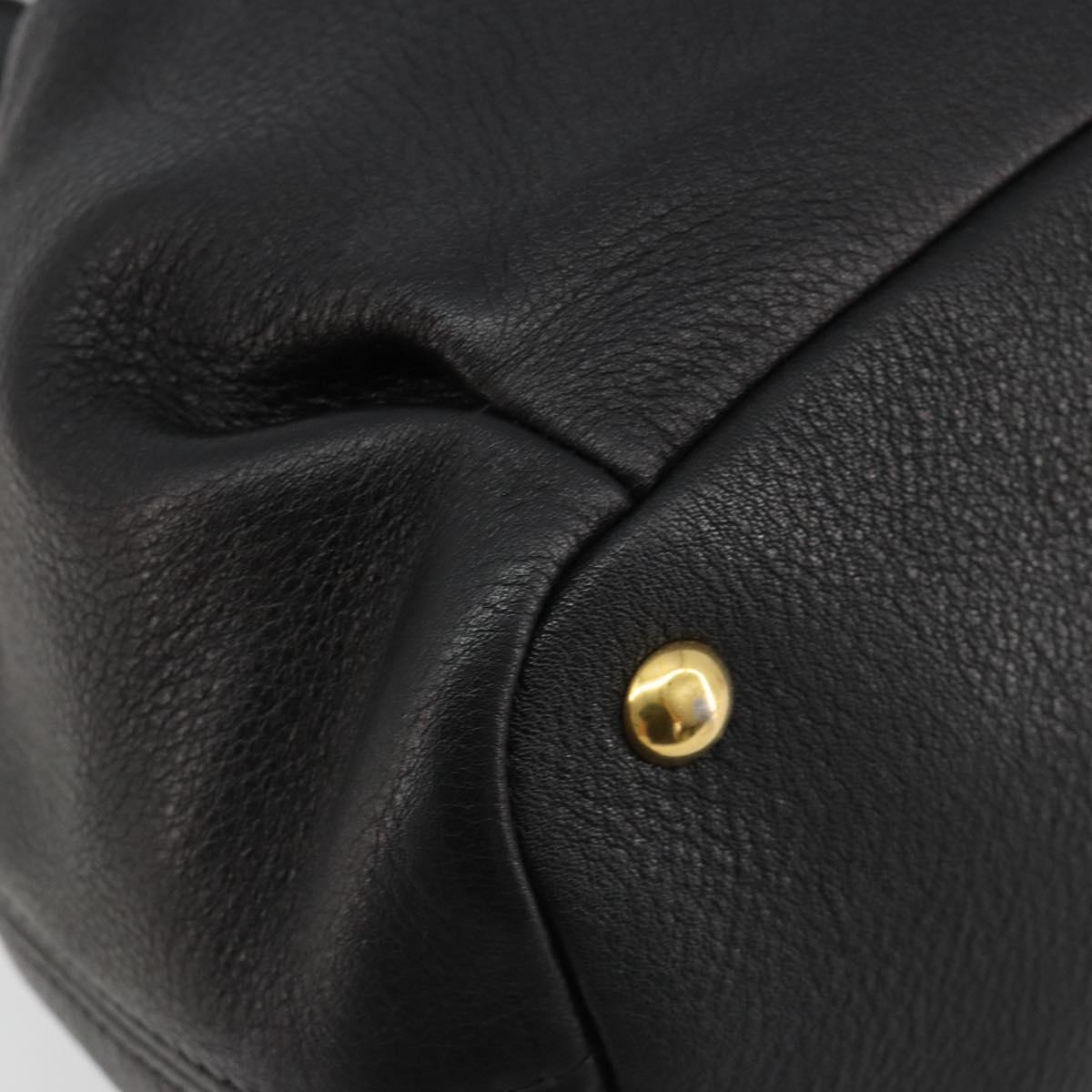 Miu Miu Hand Bag Leather 2way Black Gold Auth 182587V