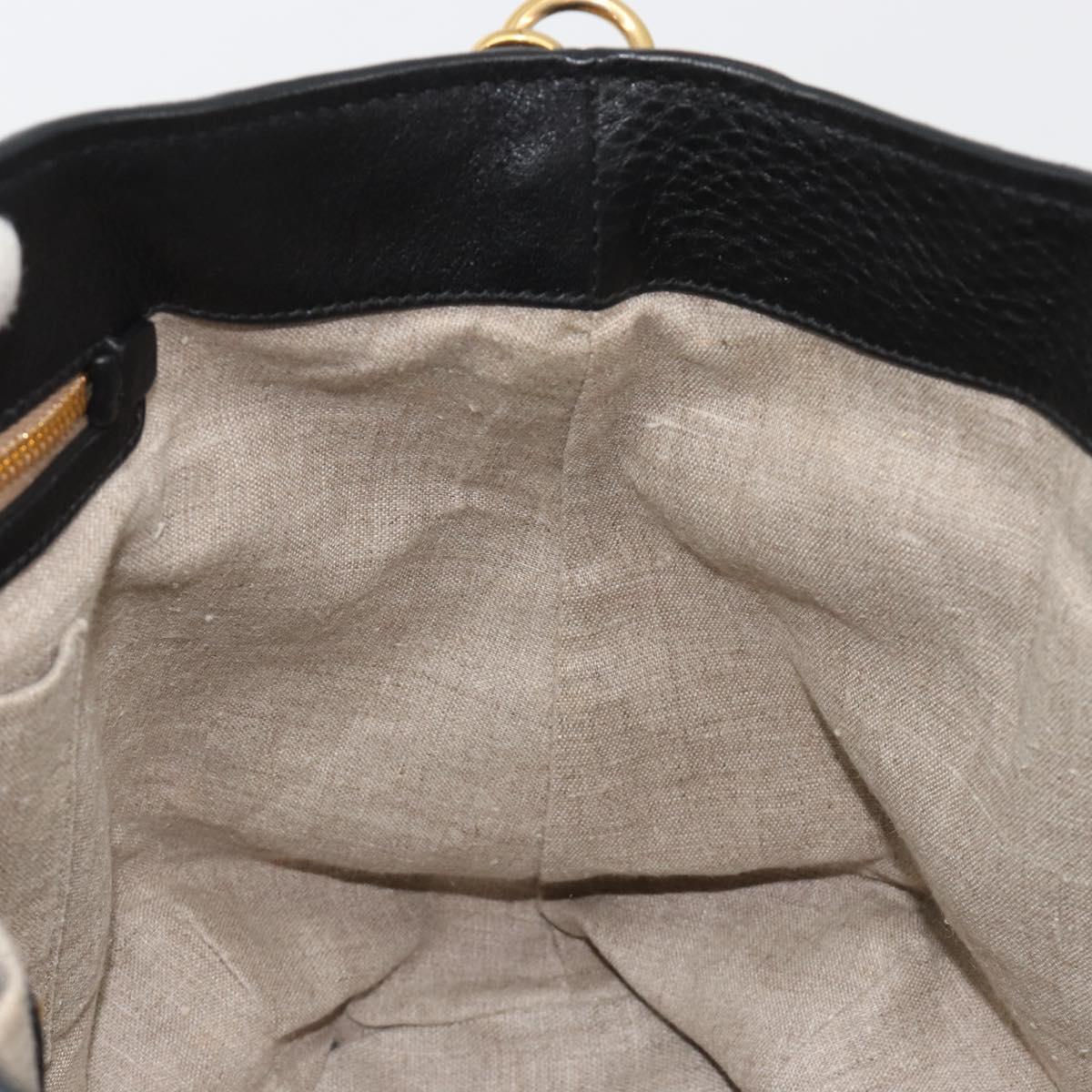 Miu Miu Hand Bag Leather 2way Black Gold Auth 182587V