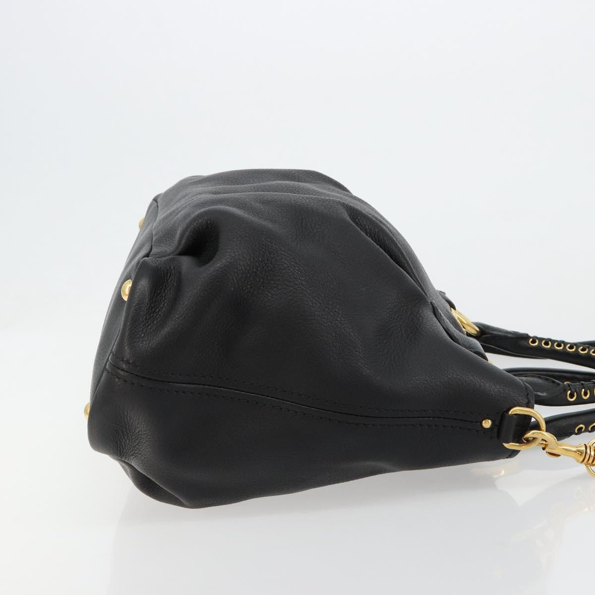 Miu Miu Hand Bag Leather 2way Black Gold Auth 182587V