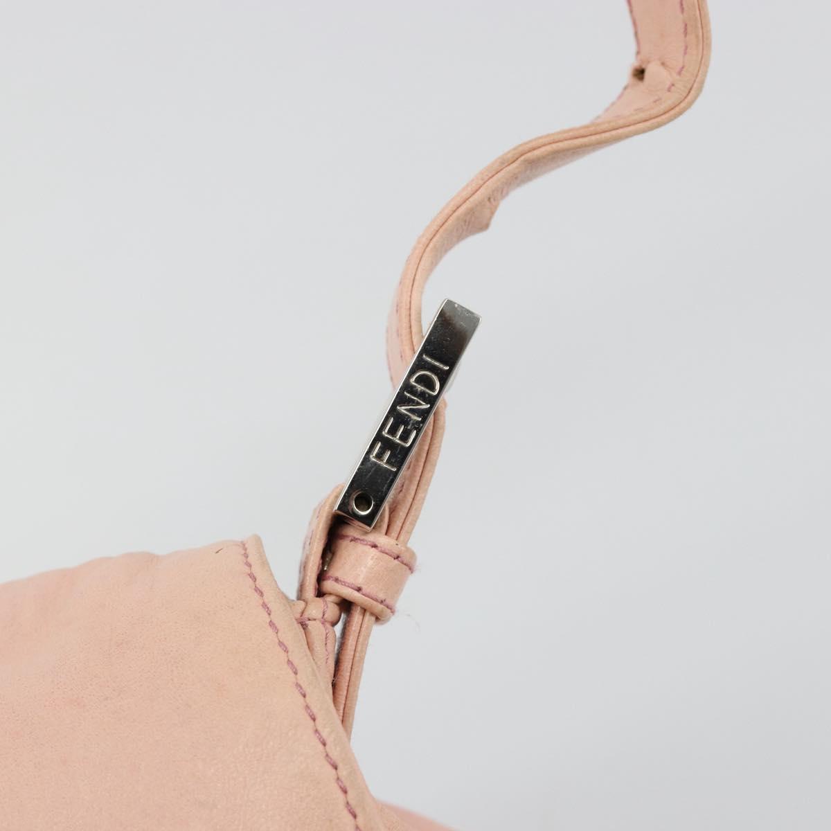 FENDI Mamma Baguette Shoulder Bag Leather Pink Silver Auth 182588