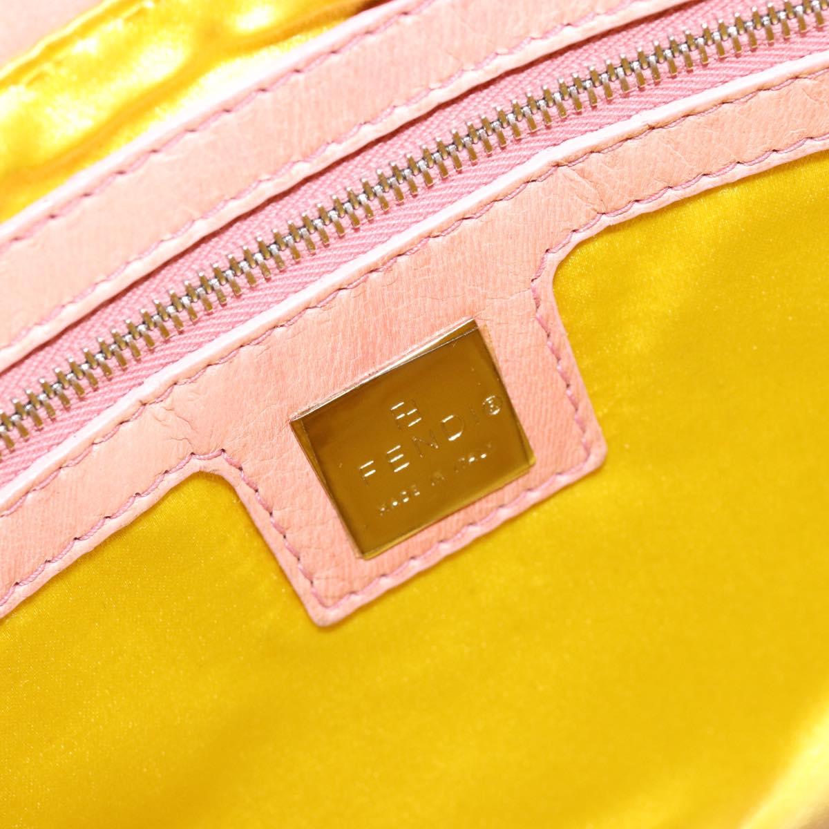 FENDI Mamma Baguette Shoulder Bag Leather Pink Silver Auth 182588