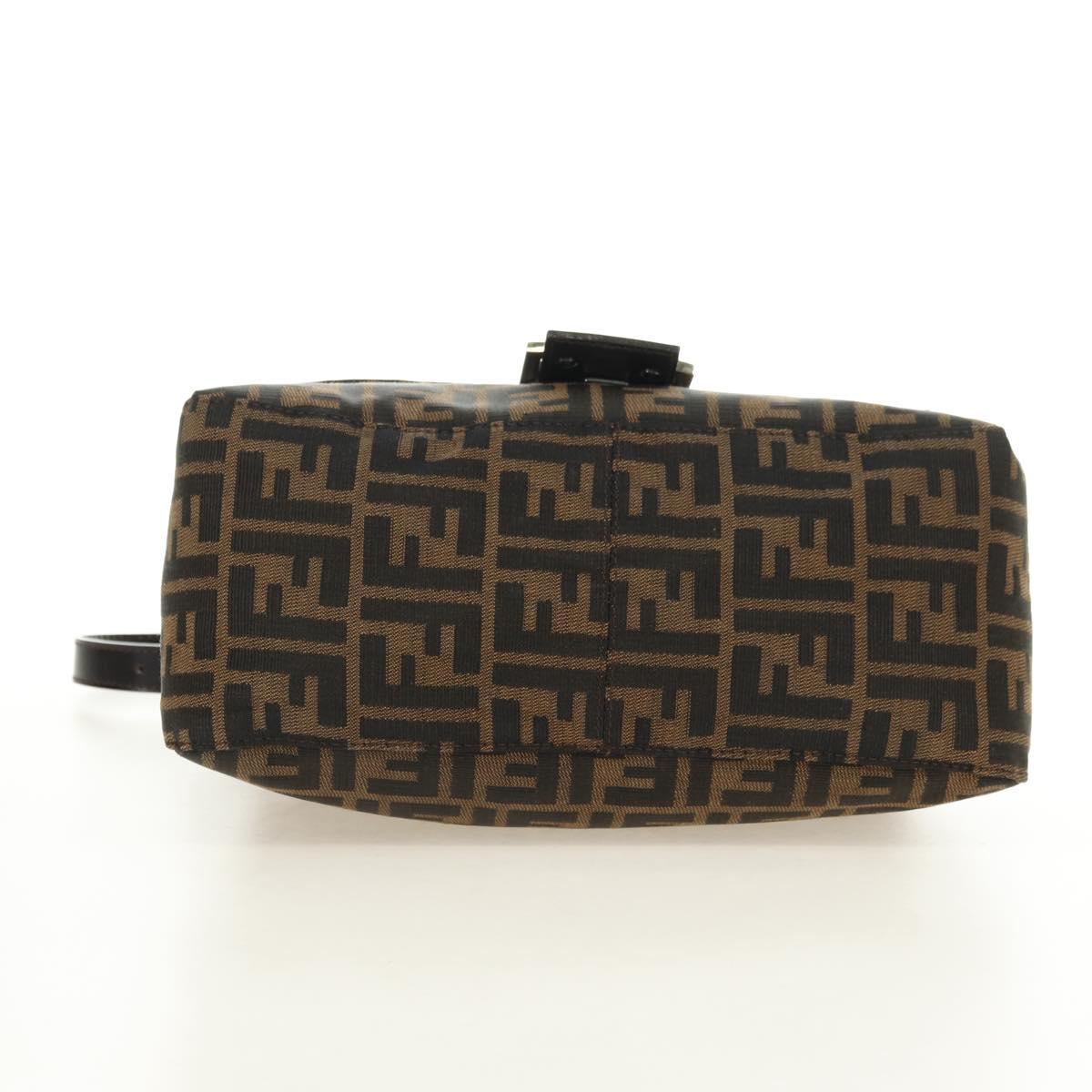 FENDI Zucca Canvas Mamma Baguette Shoulder Bag Black Brown Auth 182589V