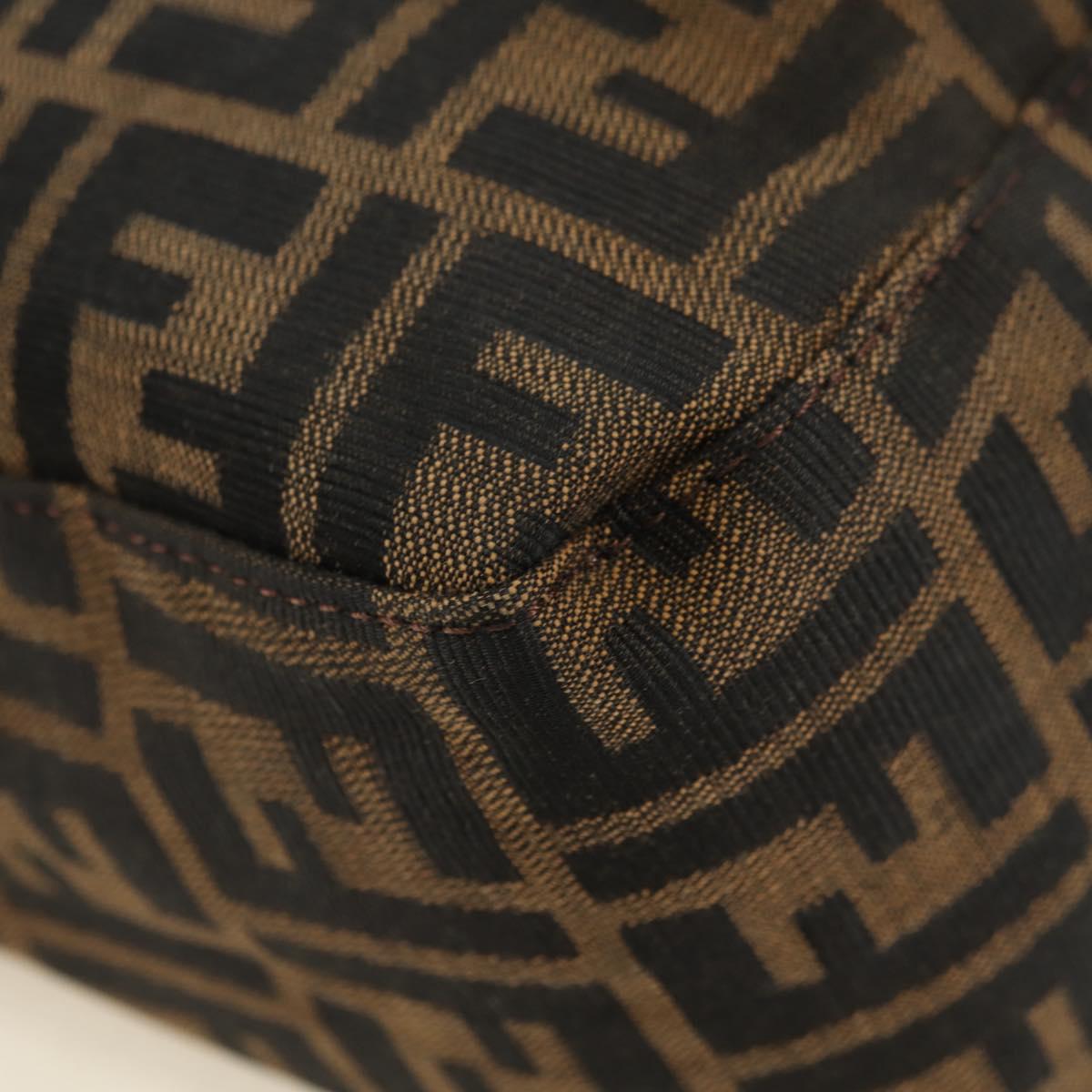 FENDI Zucca Canvas Mamma Baguette Shoulder Bag Black Brown Auth 182589V