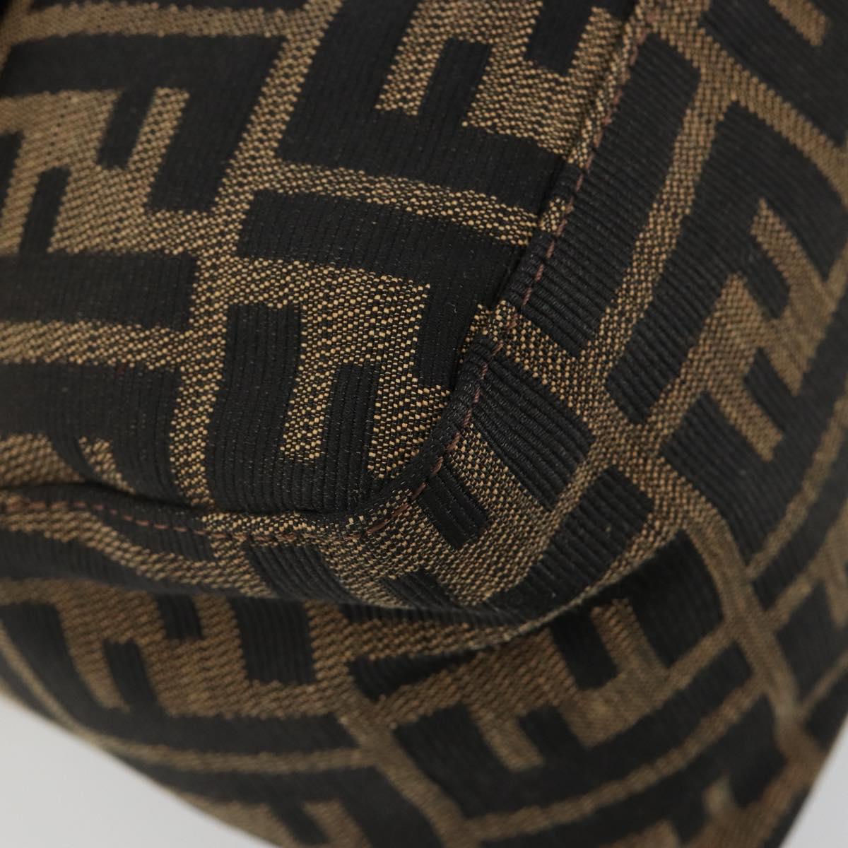 FENDI Zucca Canvas Mamma Baguette Shoulder Bag Black Brown Auth 182590M