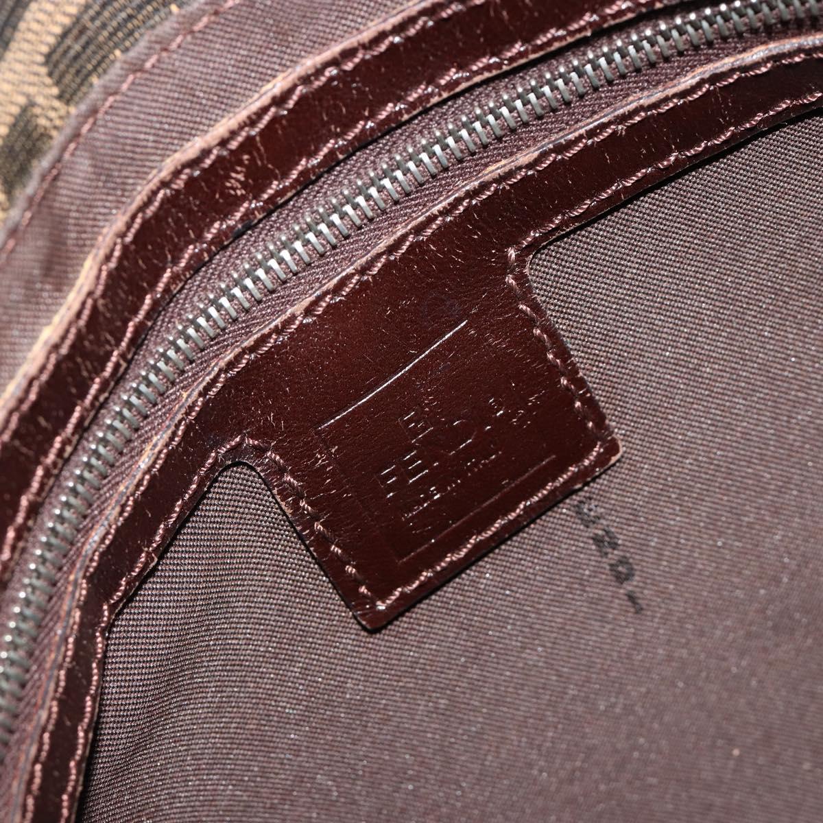 FENDI Zucca Canvas Mamma Baguette Shoulder Bag Black Brown Auth 182591A
