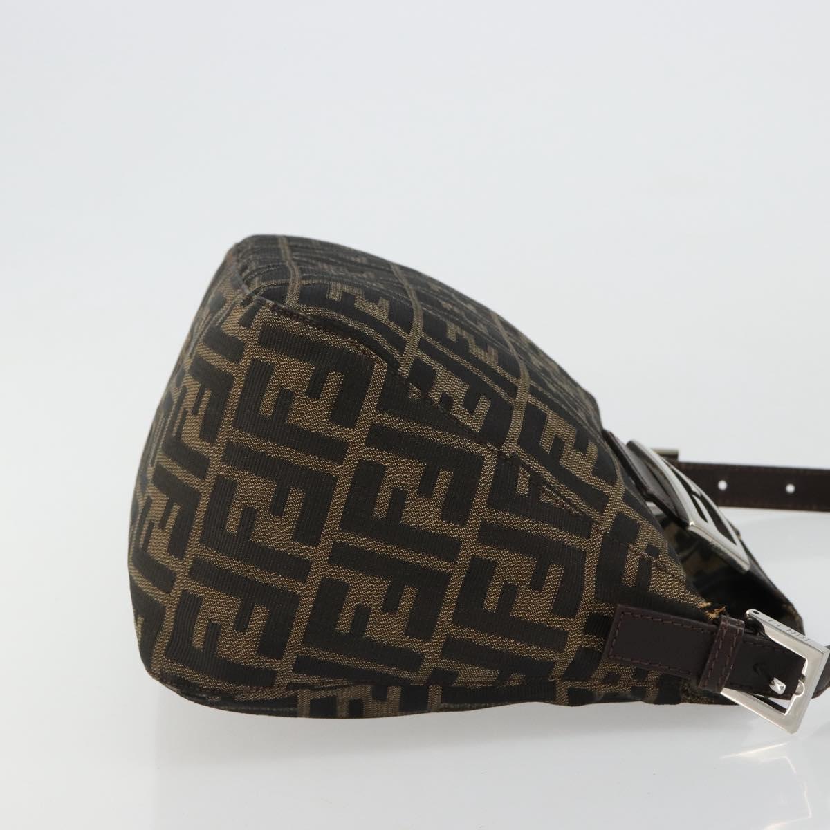 FENDI Zucca Canvas Mamma Baguette Shoulder Bag Black Brown Auth 182591A