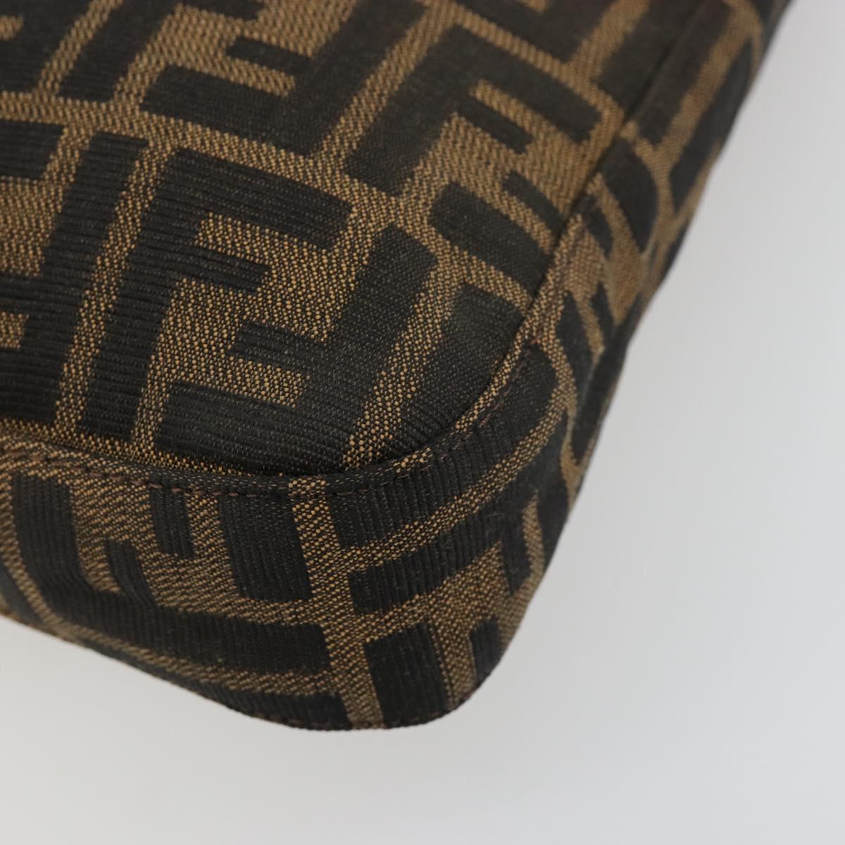FENDI Zucca Canvas Mamma Baguette Shoulder Bag Black Brown Auth 182592M
