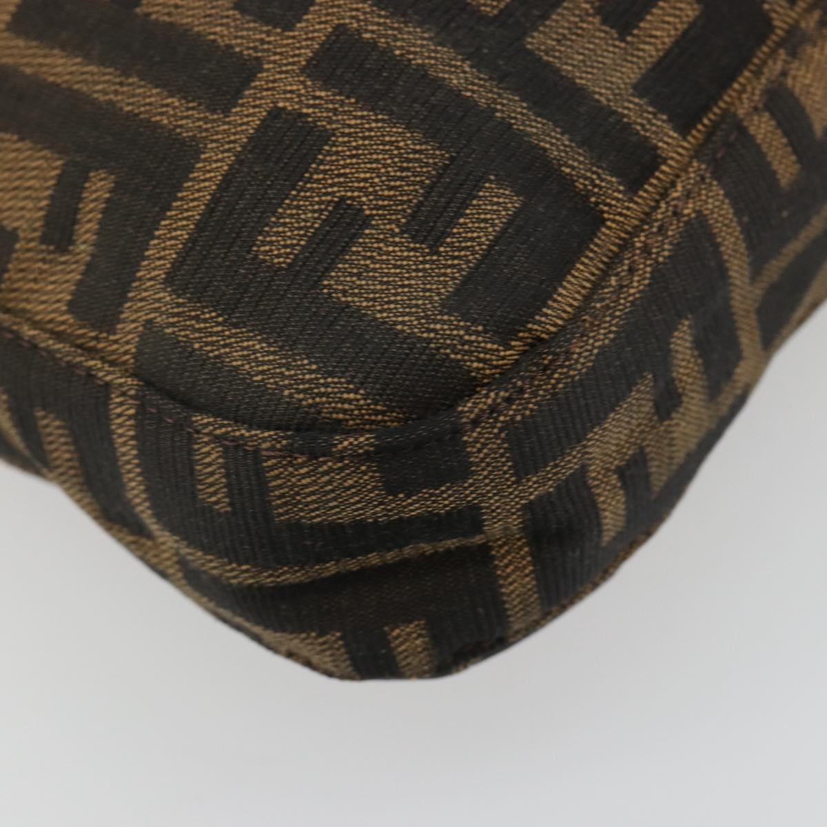 FENDI Zucca Canvas Mamma Baguette Shoulder Bag Black Brown Auth 182592M