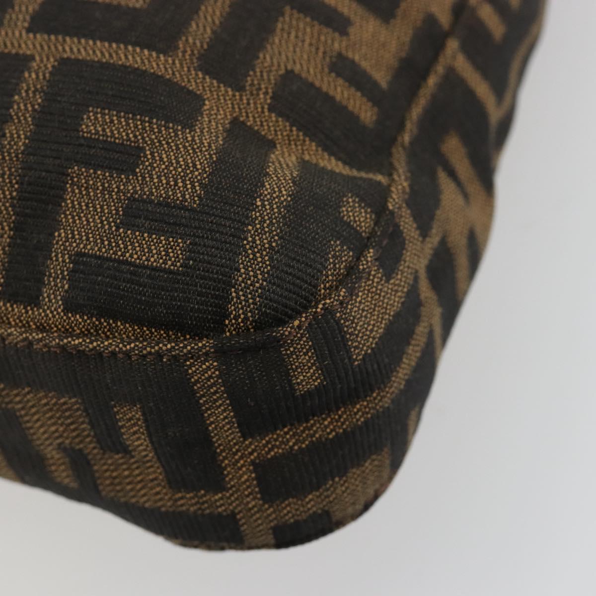 FENDI Zucca Canvas Mamma Baguette Shoulder Bag Black Brown Auth 182592M