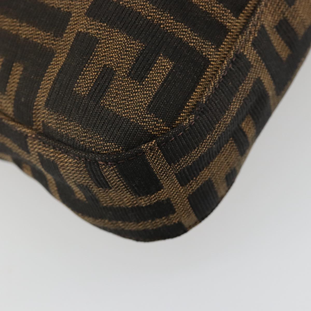 FENDI Zucca Canvas Mamma Baguette Shoulder Bag Black Brown Auth 182592M