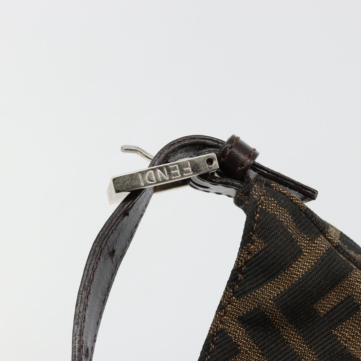 FENDI Zucca Canvas Mamma Baguette Shoulder Bag Black Brown Auth 182592M