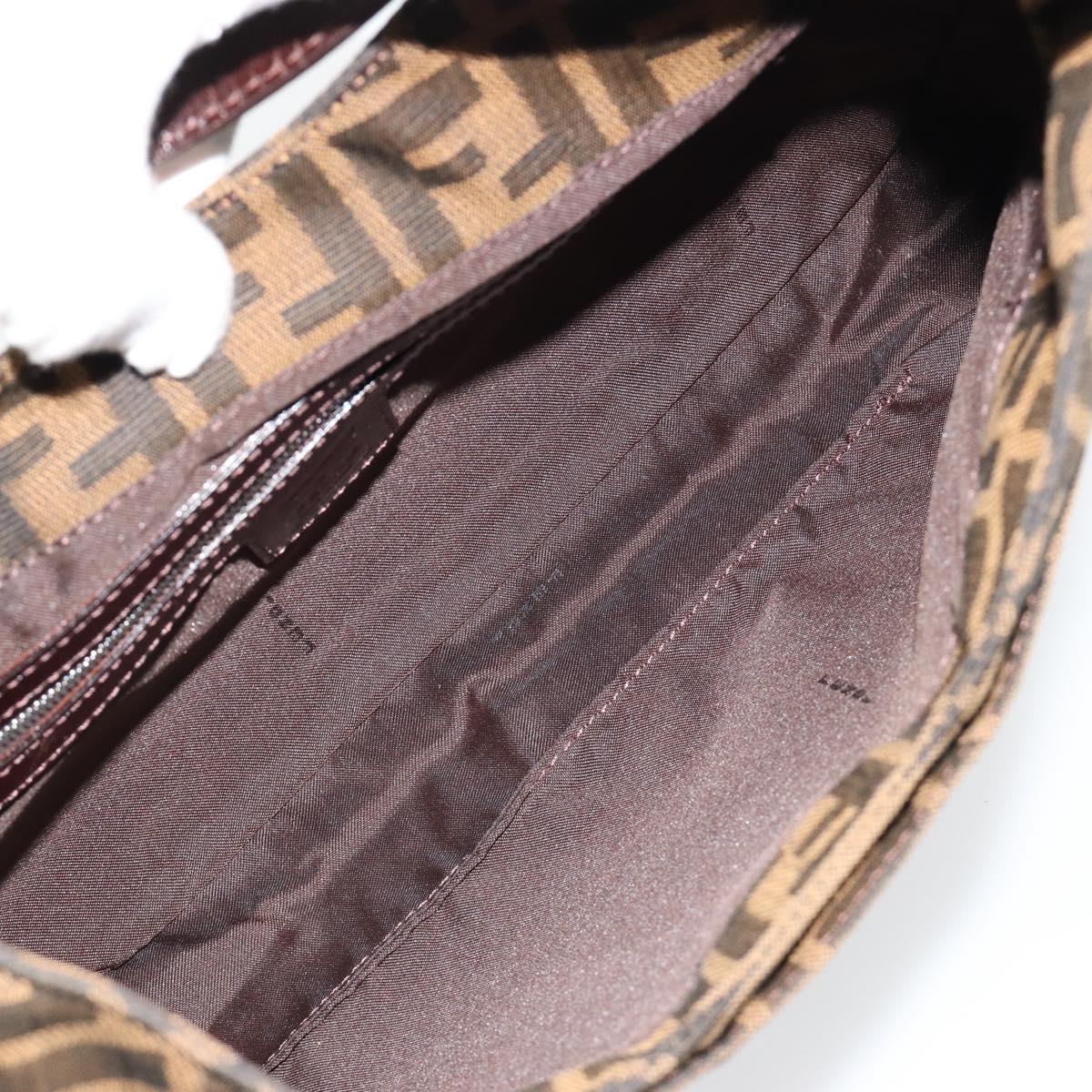 FENDI Zucca Canvas Mamma Baguette Shoulder Bag Black Brown Auth 182592M