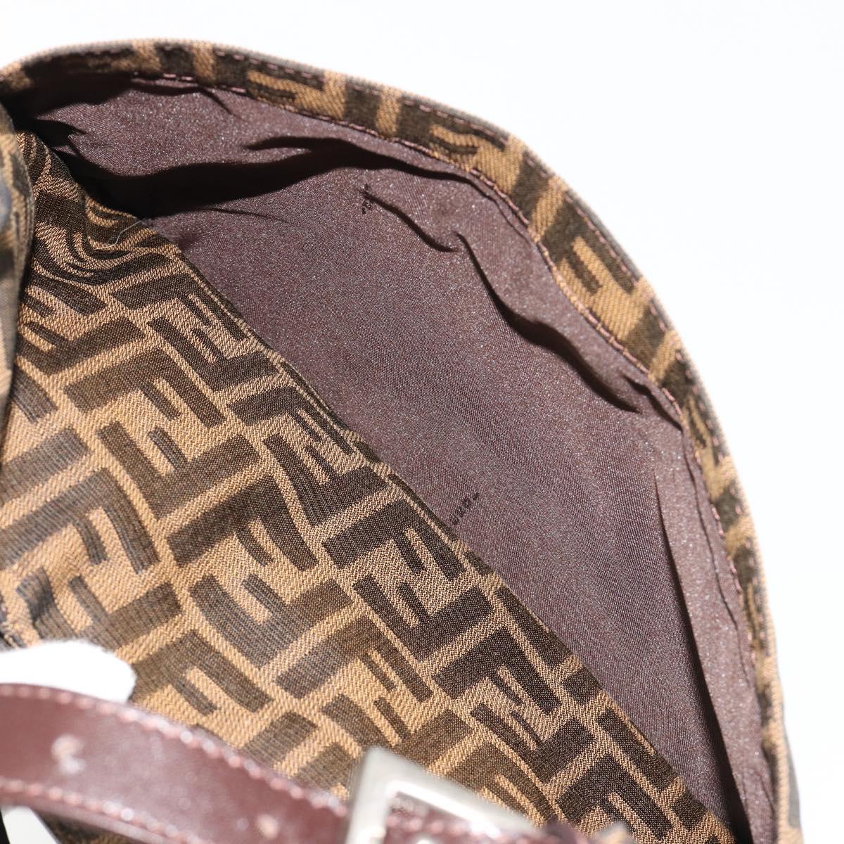 FENDI Zucca Canvas Mamma Baguette Shoulder Bag Black Brown Auth 182592M