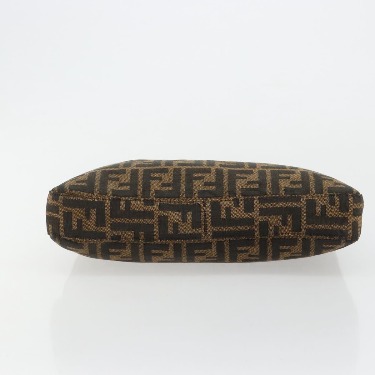 FENDI Zucca Canvas Mamma Baguette Shoulder Bag Black Brown Auth 182592M